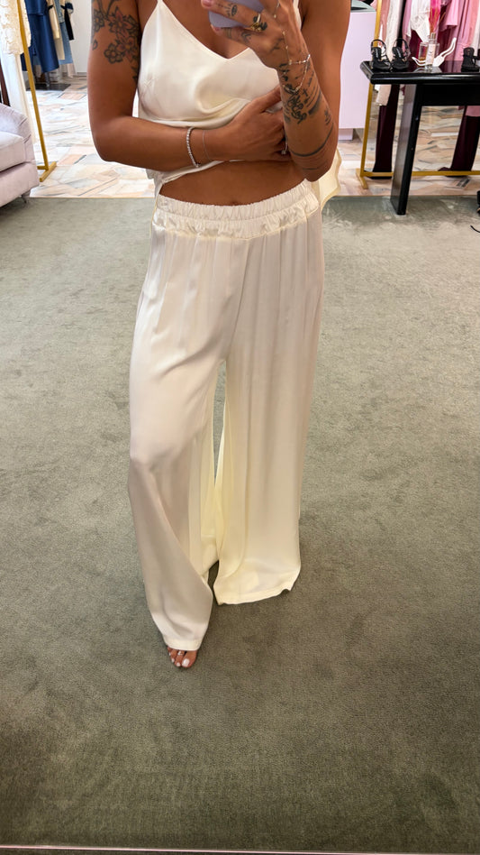 Pantaloni panna a palazzo in satin ay