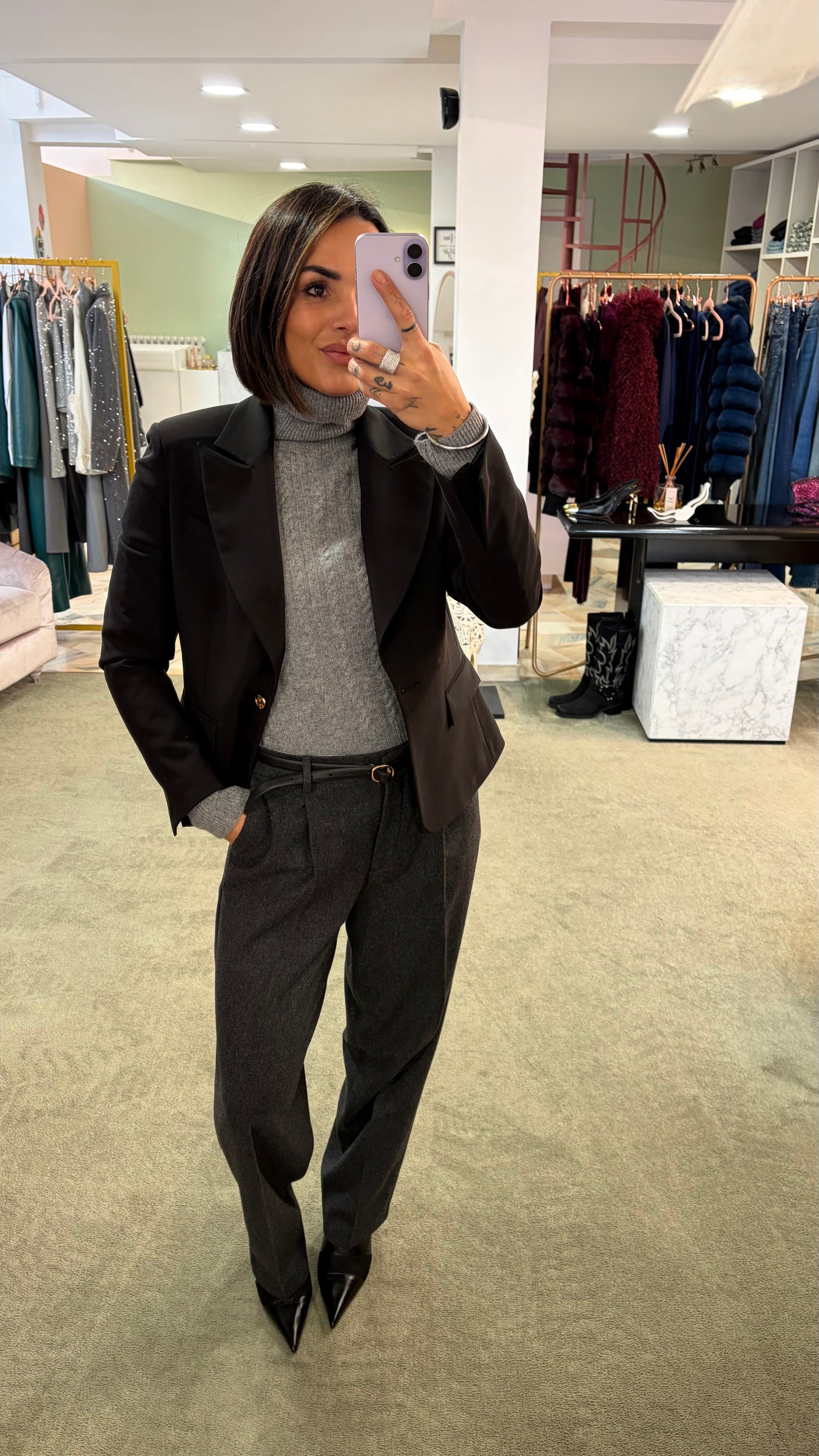 Blazer nero slim corto  fr