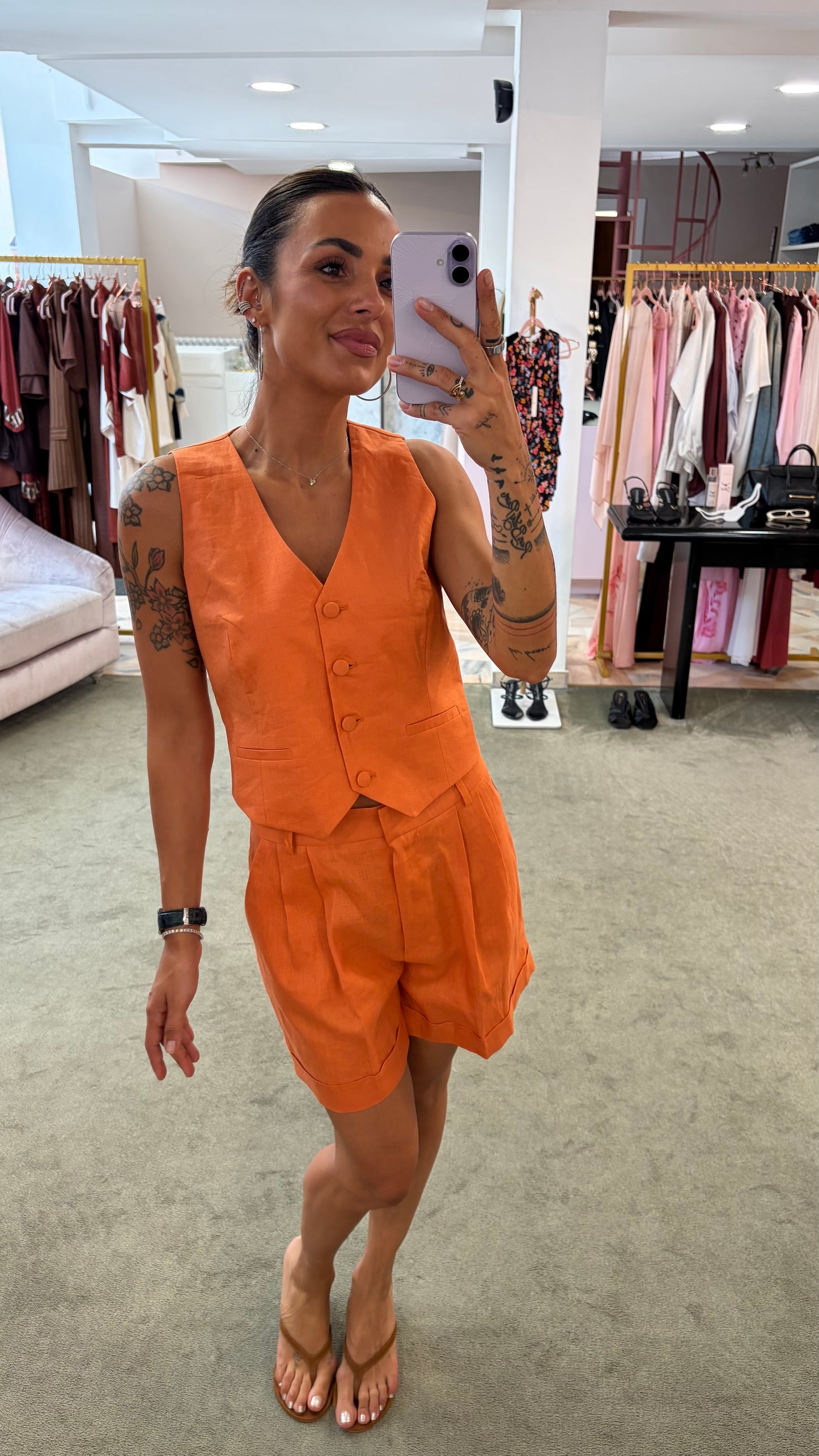 Gilet arancio in lino Actualee