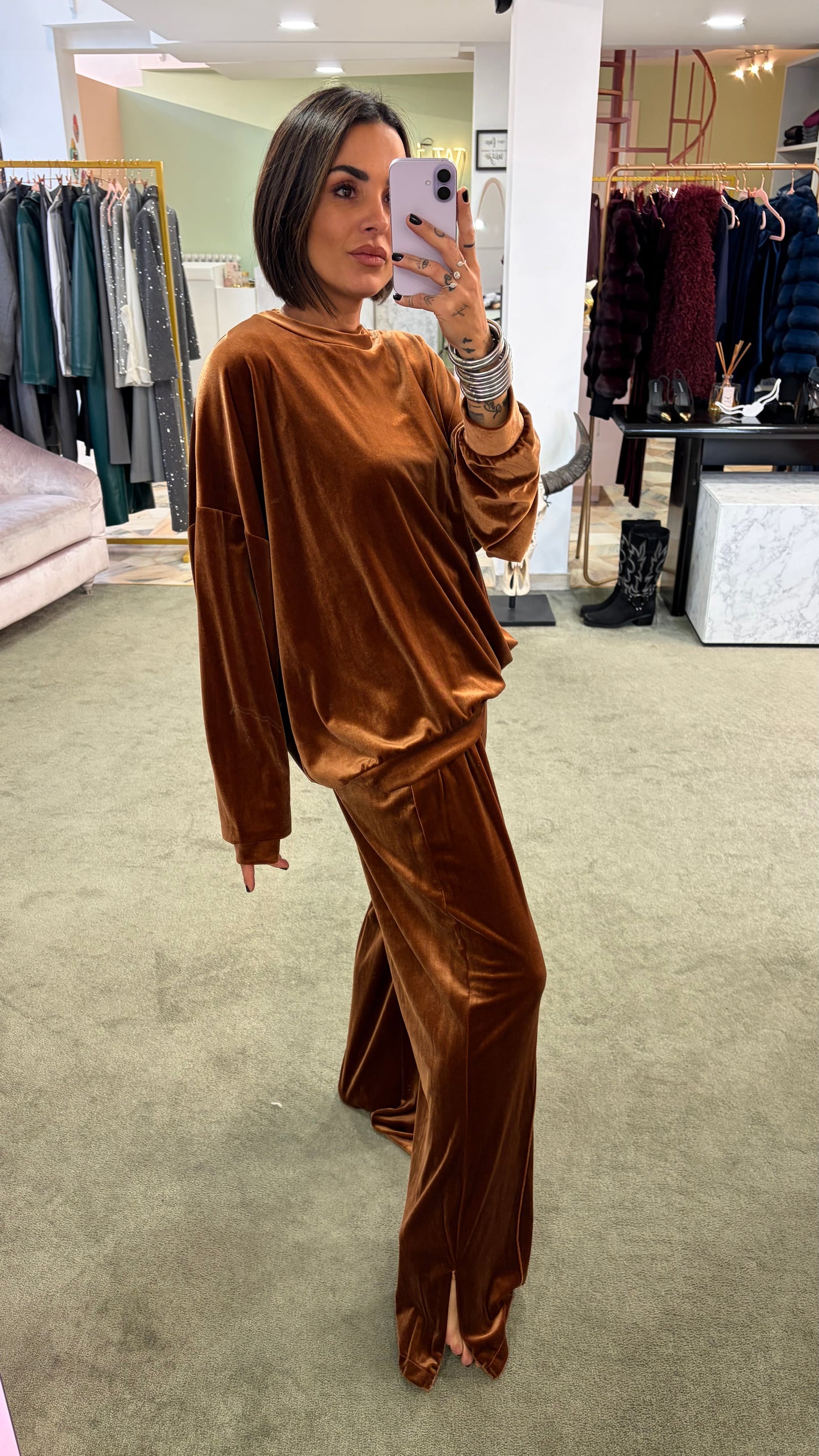 Felpa over ruggine in velluto Don't@Me