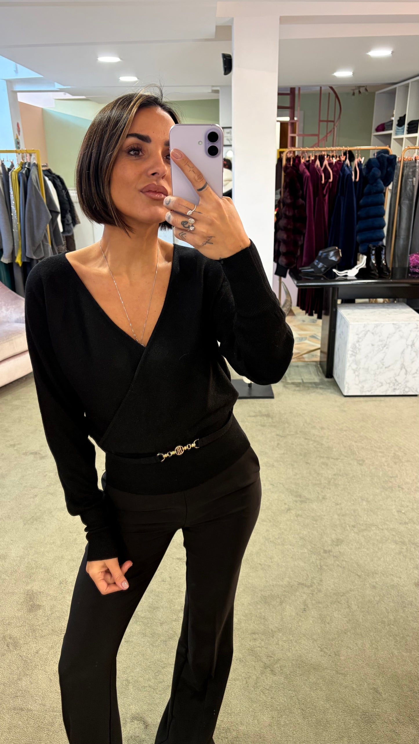 Scaldacuore nero in lurex con cinturino fr