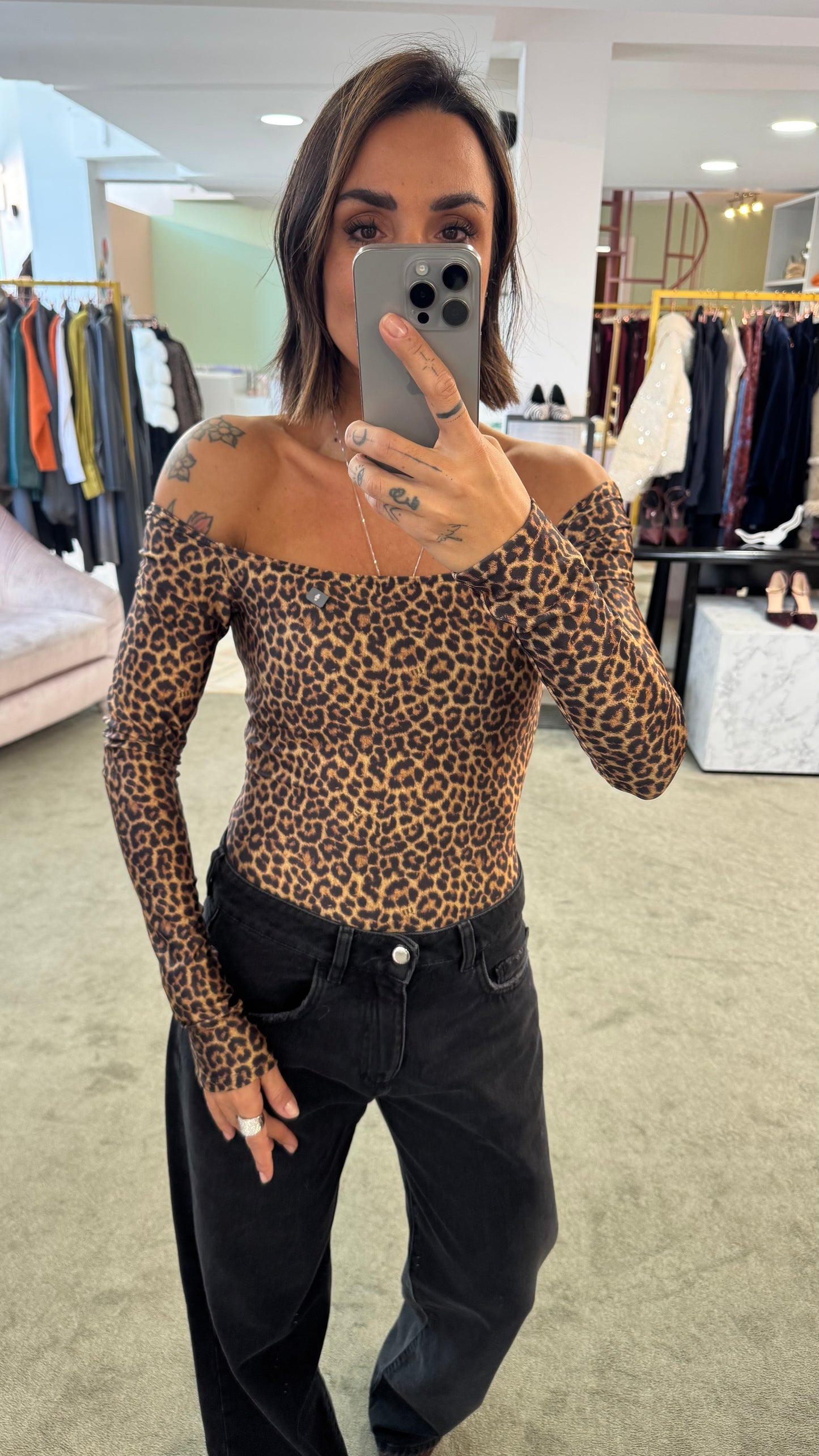 Body maculato scollo squadrato in lycra Matinee