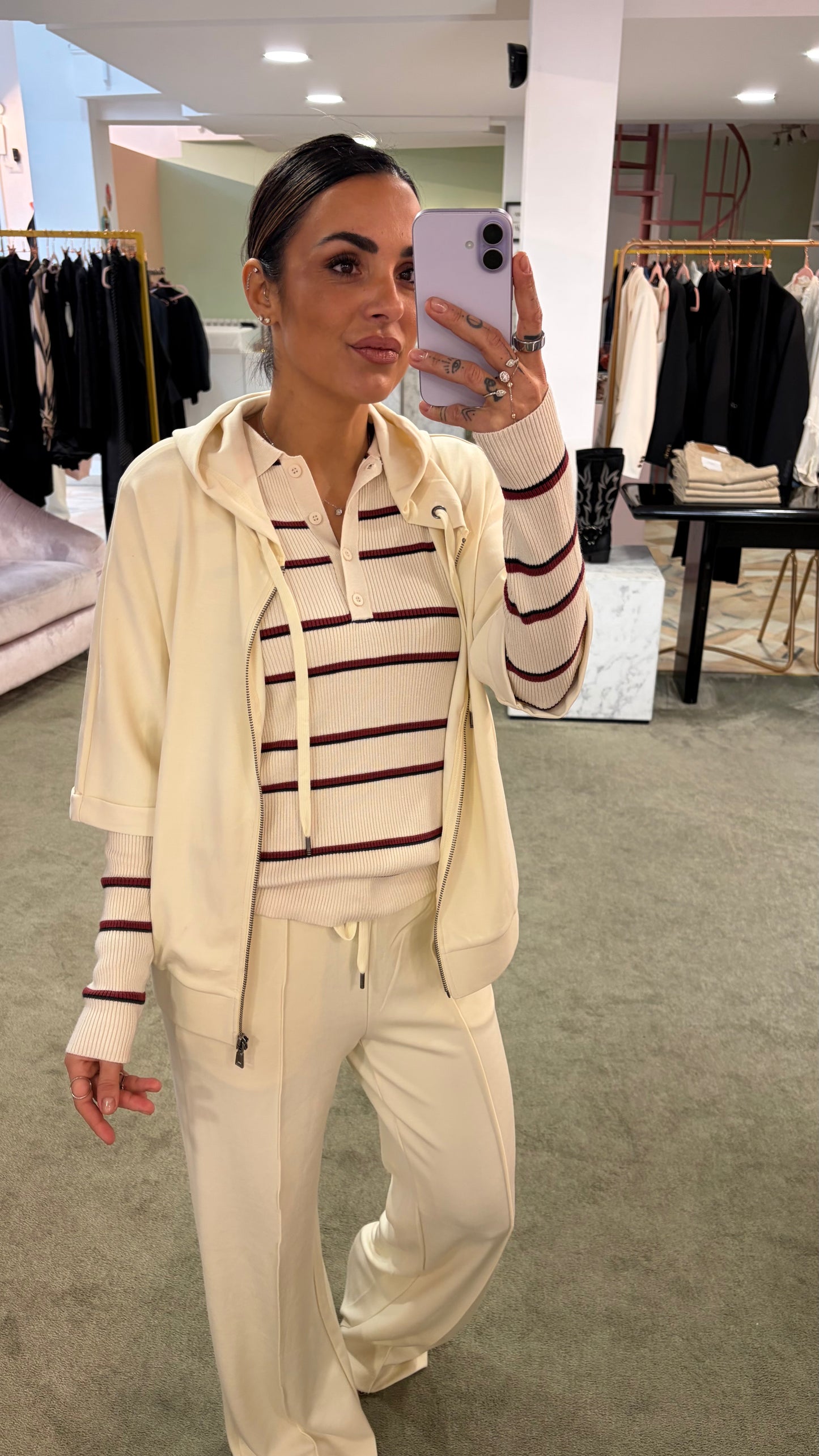 Joggers panna con coulisse in modal sy