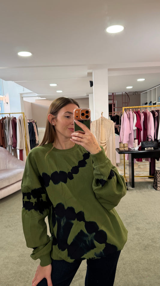 Felpa verde militare tie-dye girocollo Don't@Me