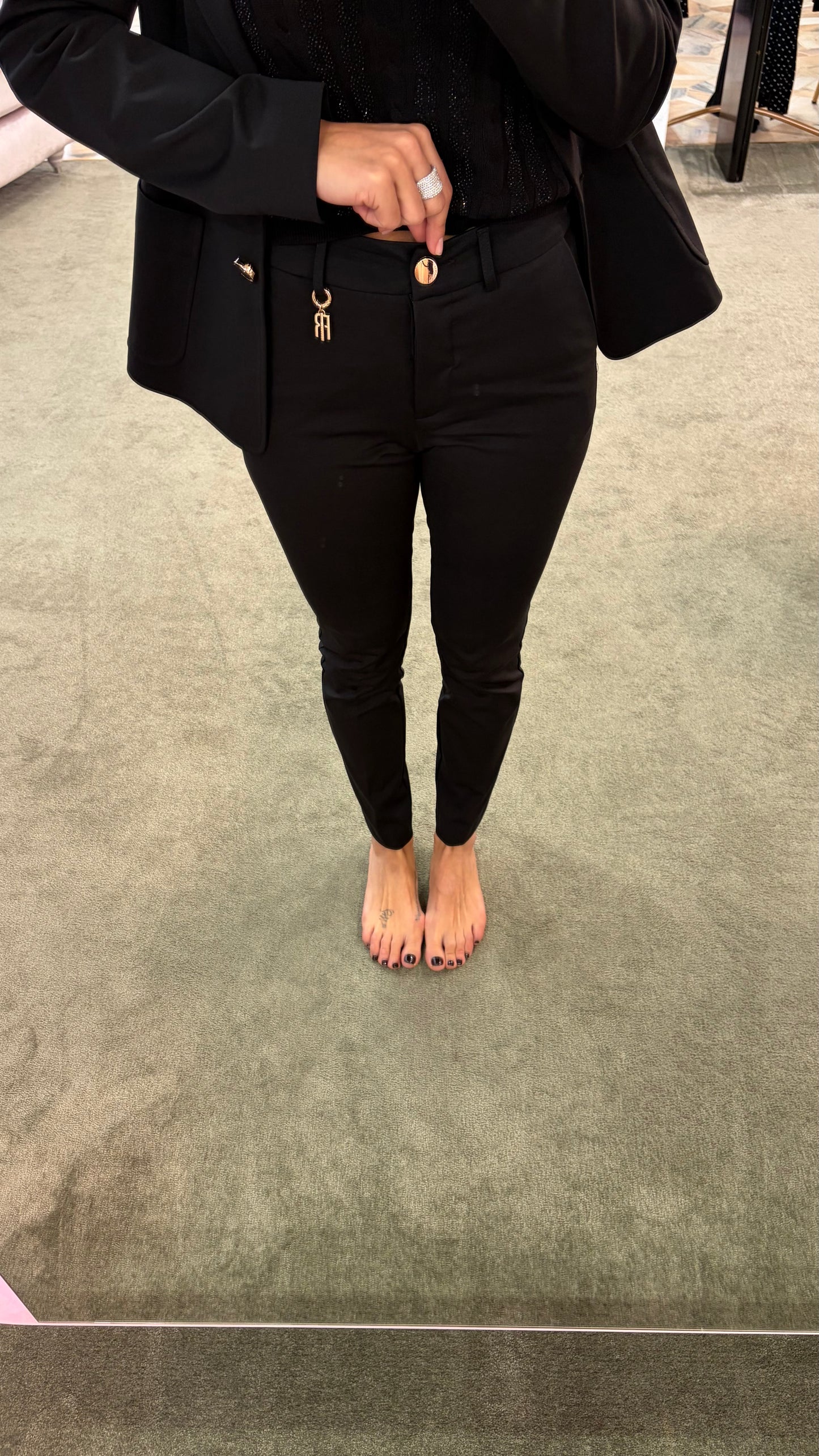 Pantaloni neri sigaretta punto milano fr pe26