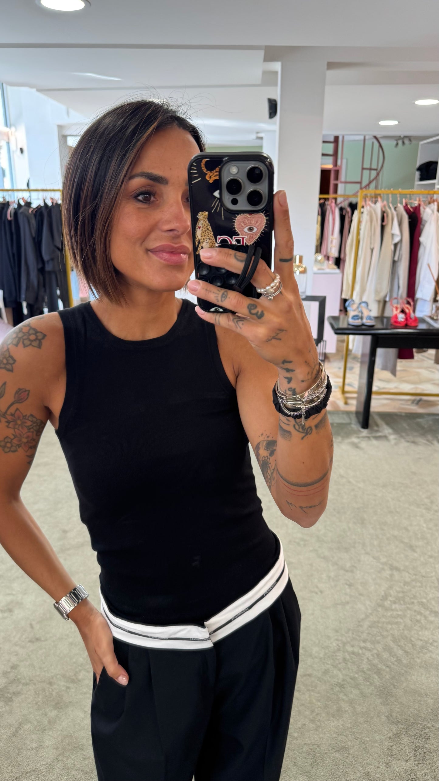 Canotta nera in maglia jx