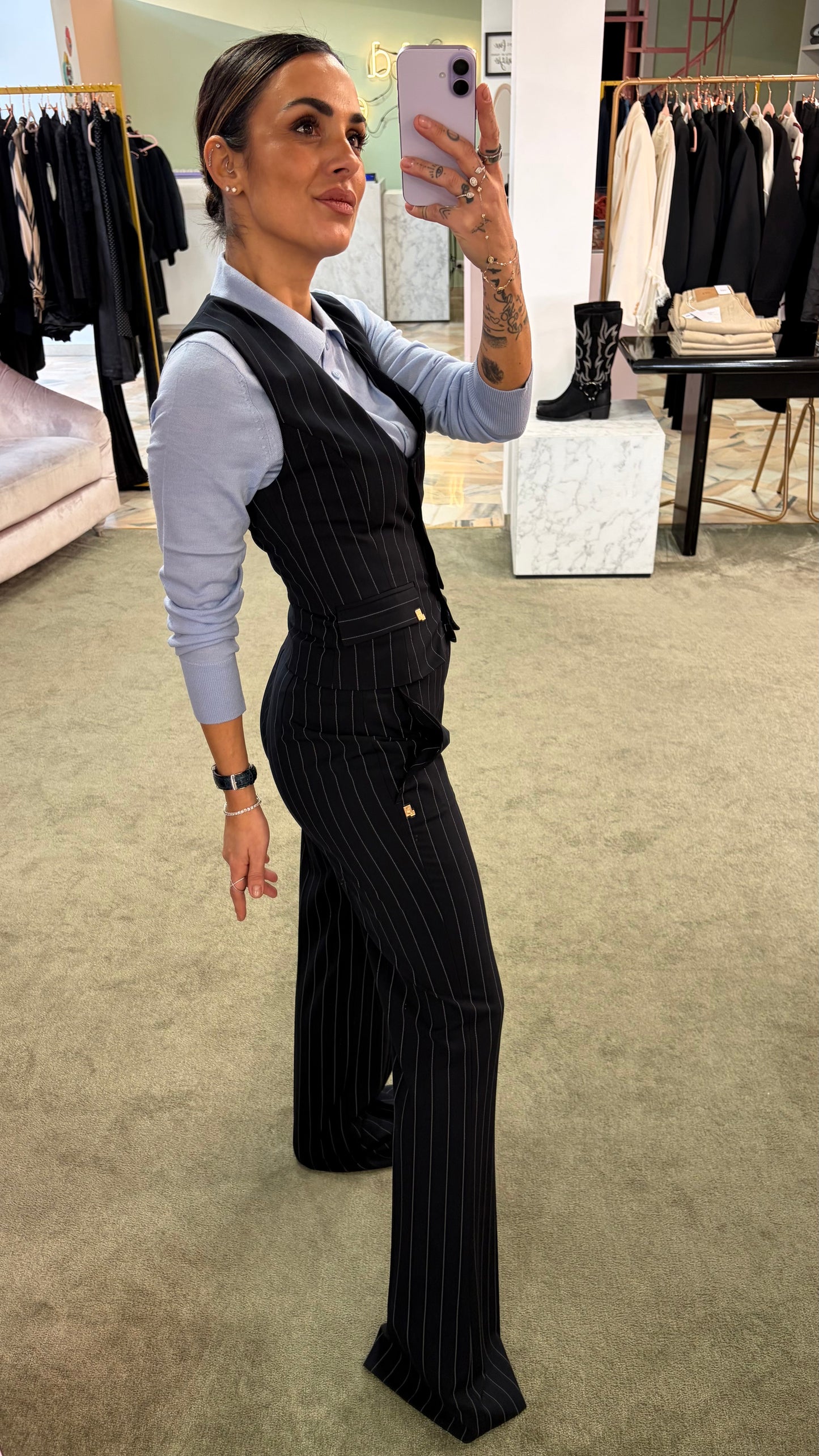 Gilet blu notte Hinnominate gessato