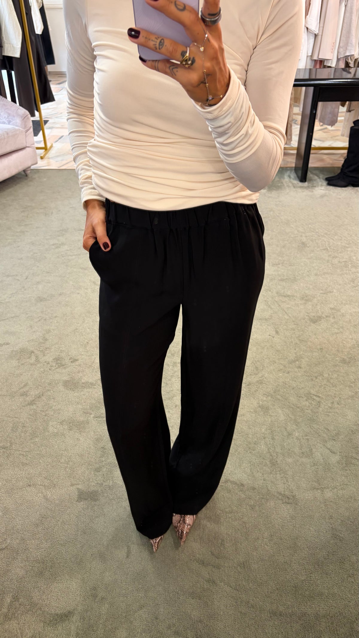 Pantaloni office neri con elastico in vita sl