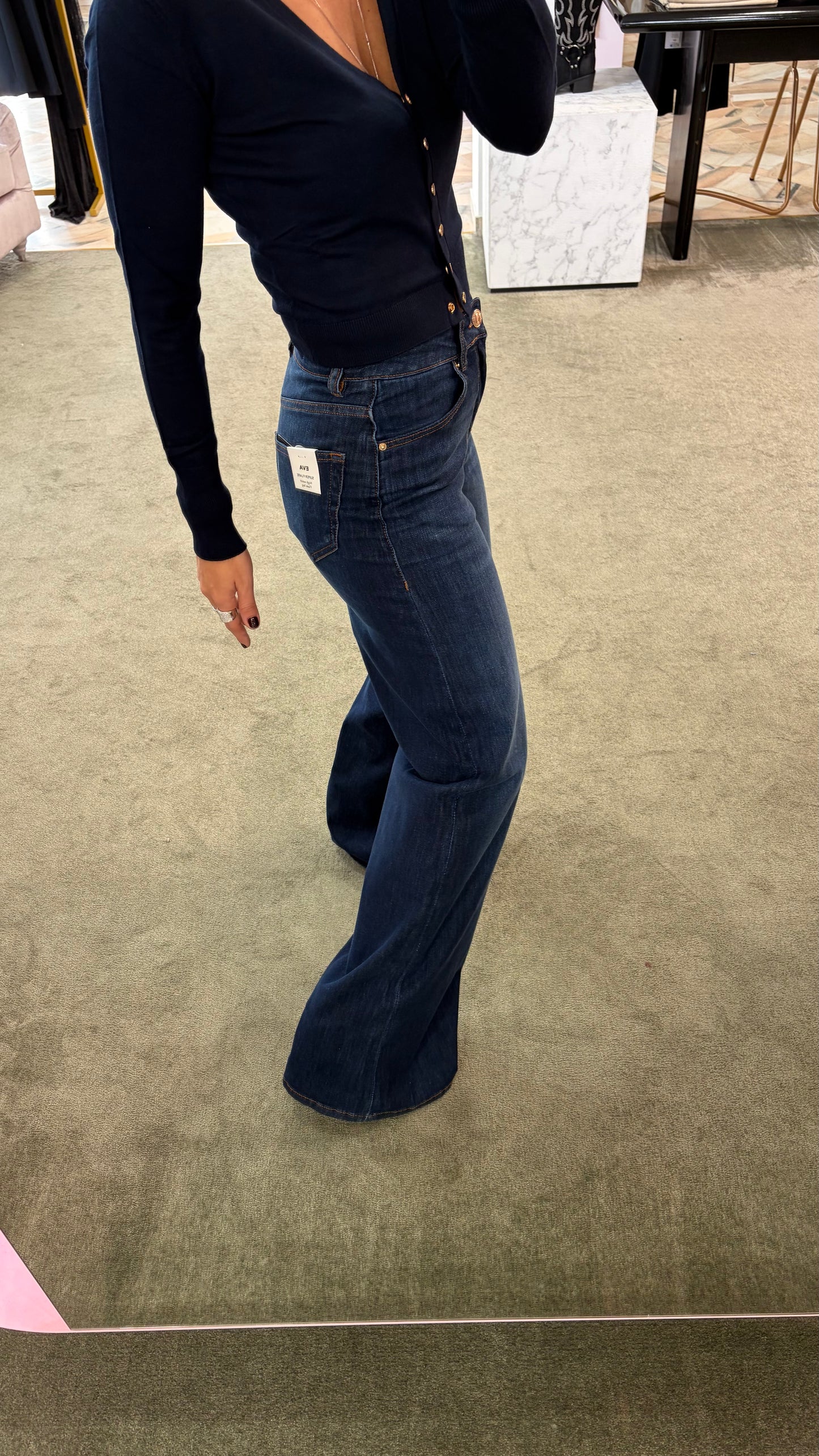 Jeans wide leg denim scuro elasticizzato fr pe26