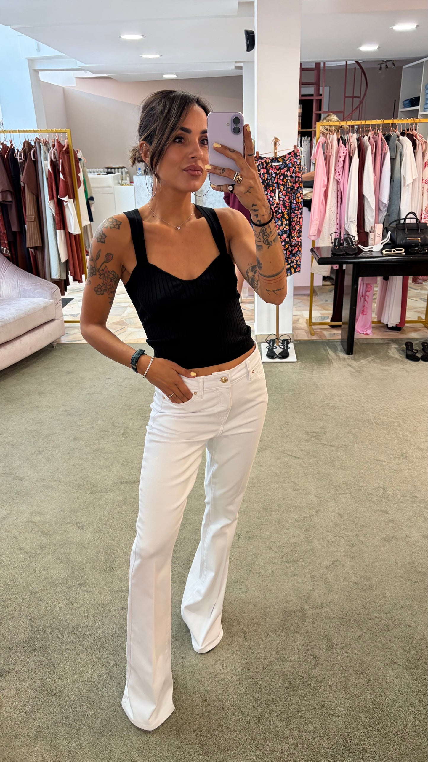 Jeans a zampa bianco elasticizzato fr pe26
