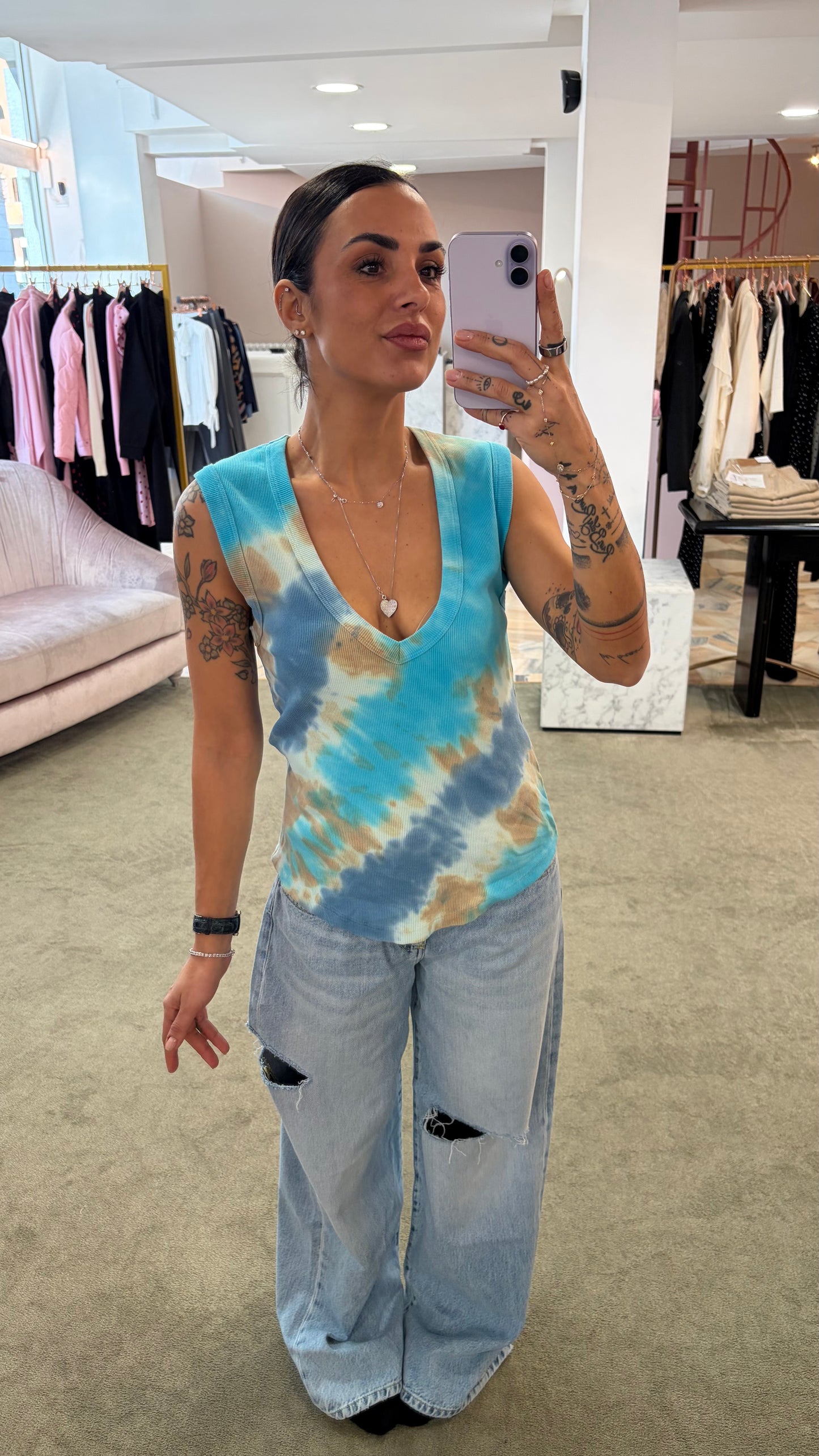 Canotta azzurra tie-dye Don't@Me