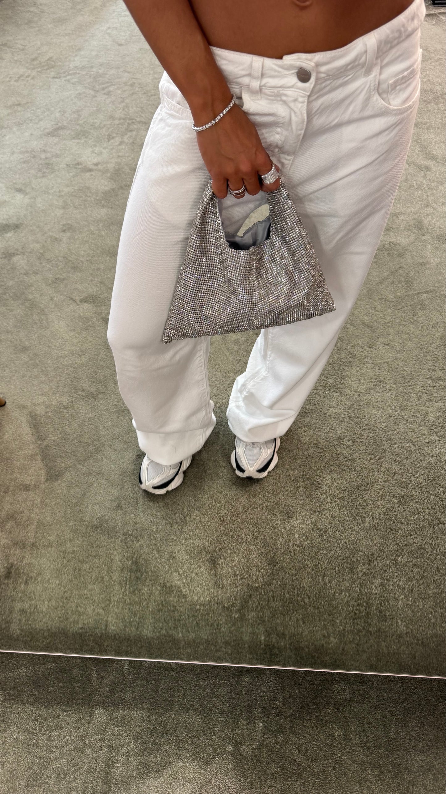 Borsa parks argento con cristalli