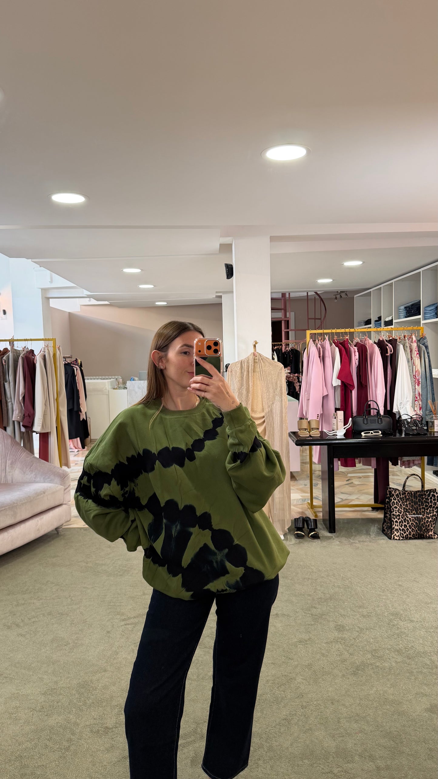 Felpa verde militare tie-dye girocollo Don't@Me