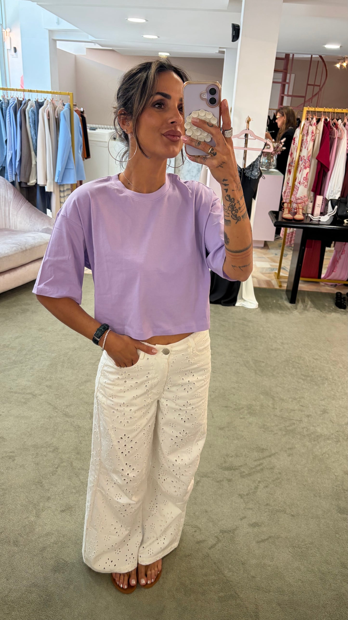 T-shirt crop lilla jx