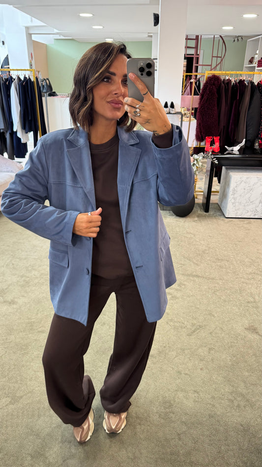Blazer over celeste scamosciato ks