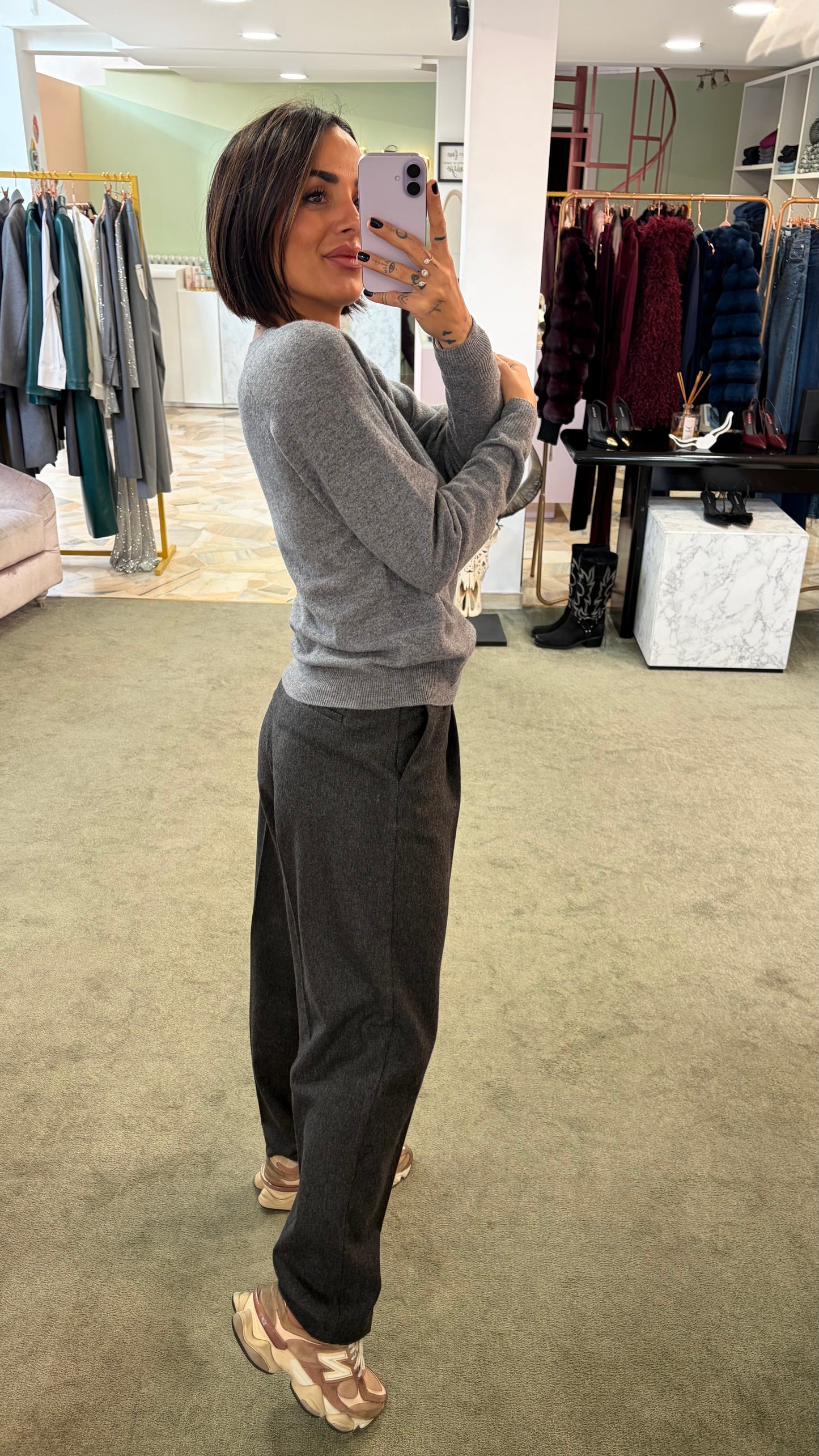 Maglione girocollo grigio manica raglan fr