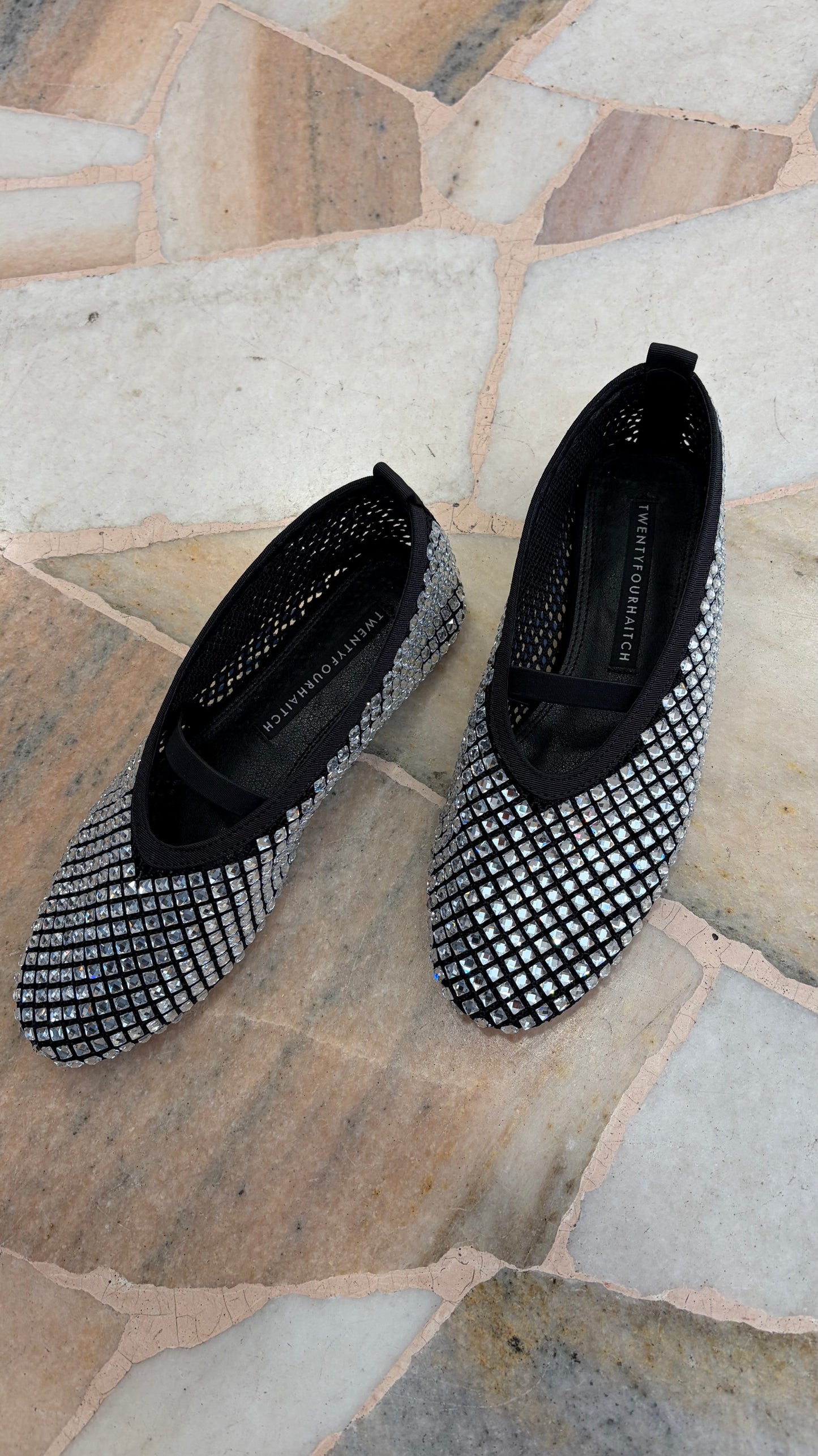 Ballerina nera in rete crystal