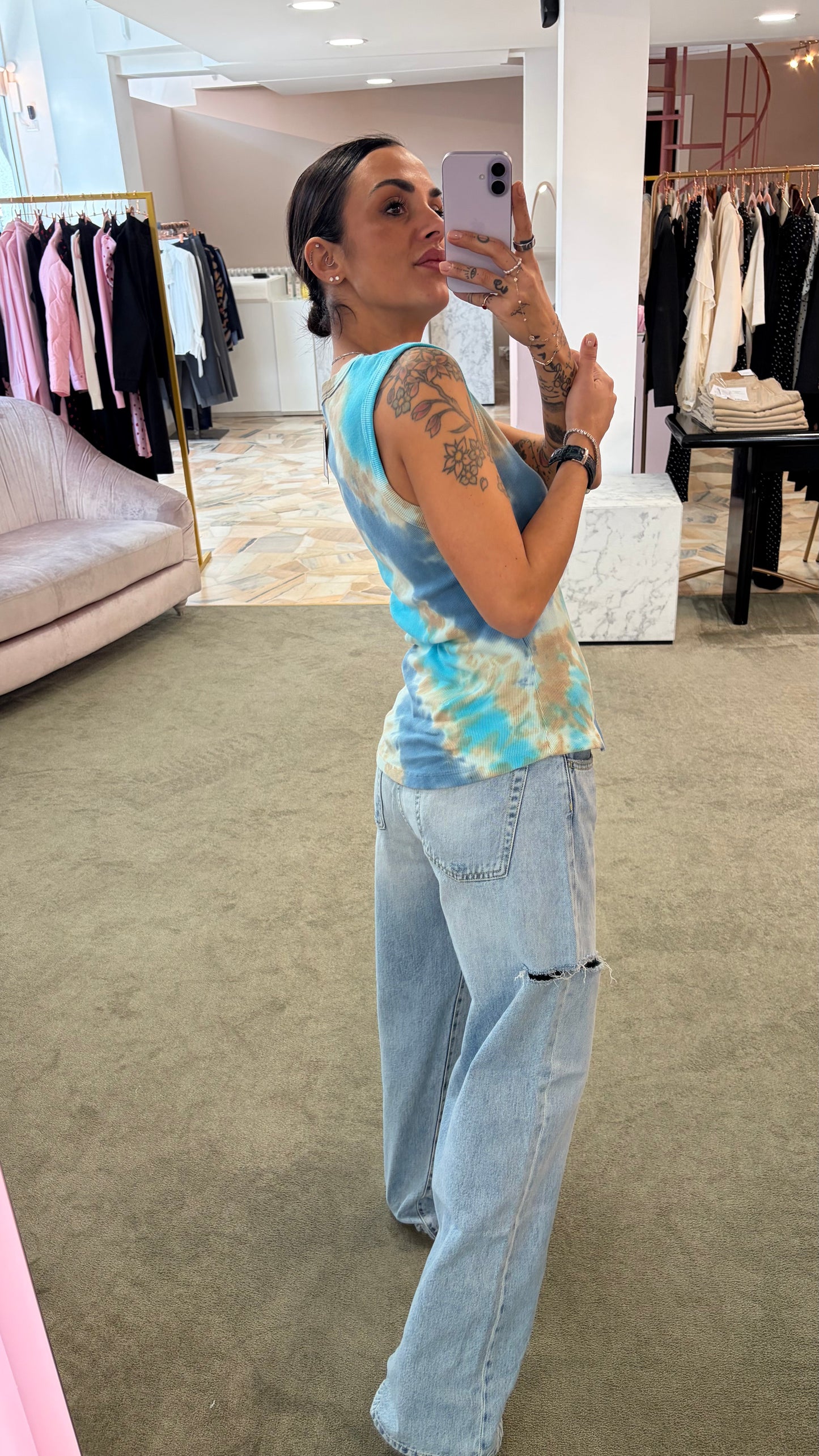 Canotta azzurra tie-dye Don't@Me