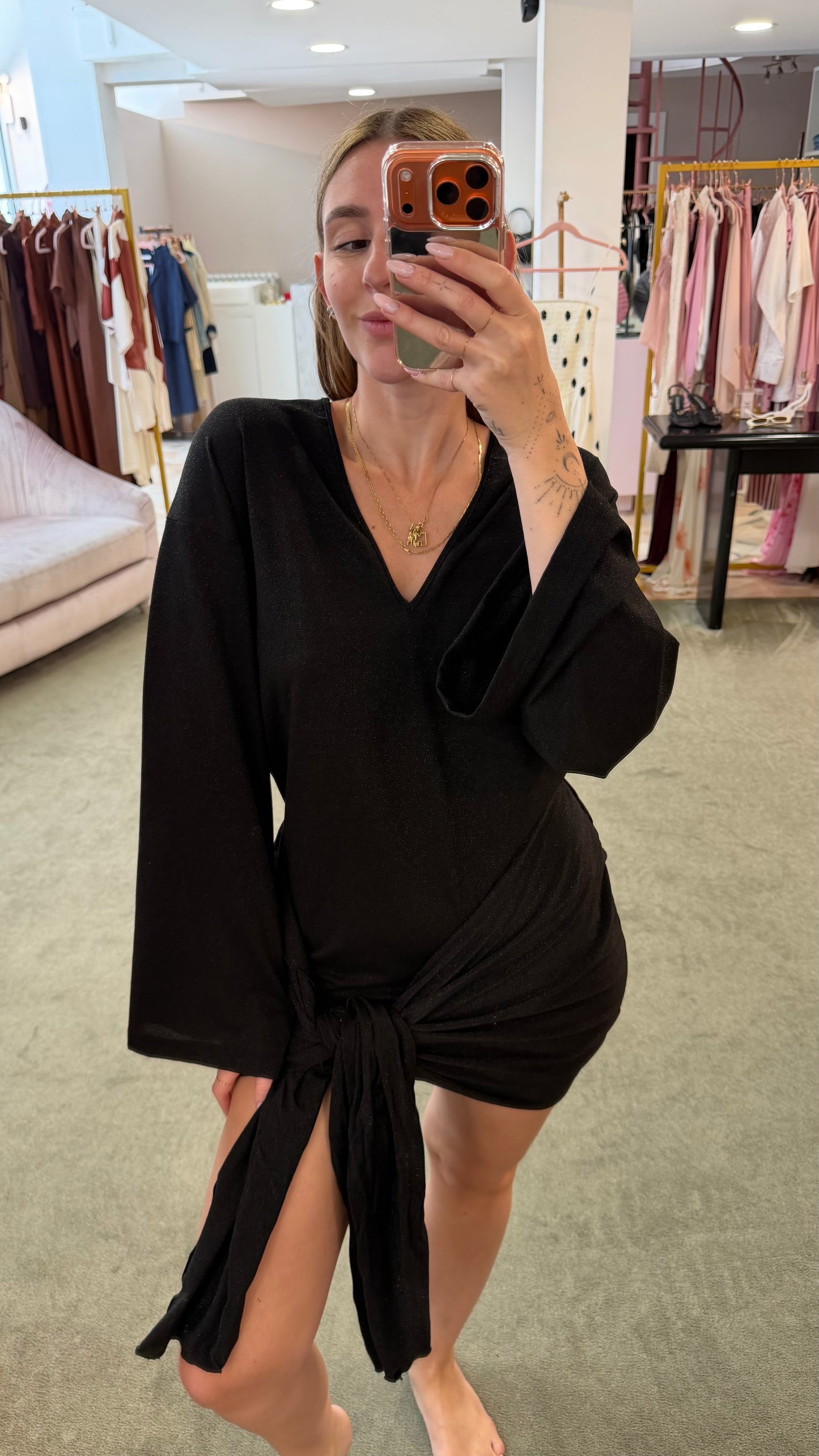 Abito nero lurex con fusciacca Cotazur