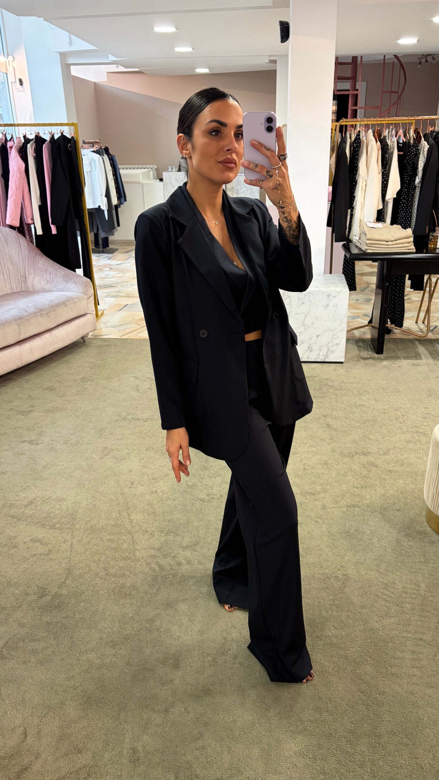 Pantaloni blu notte wide doppia pences ay