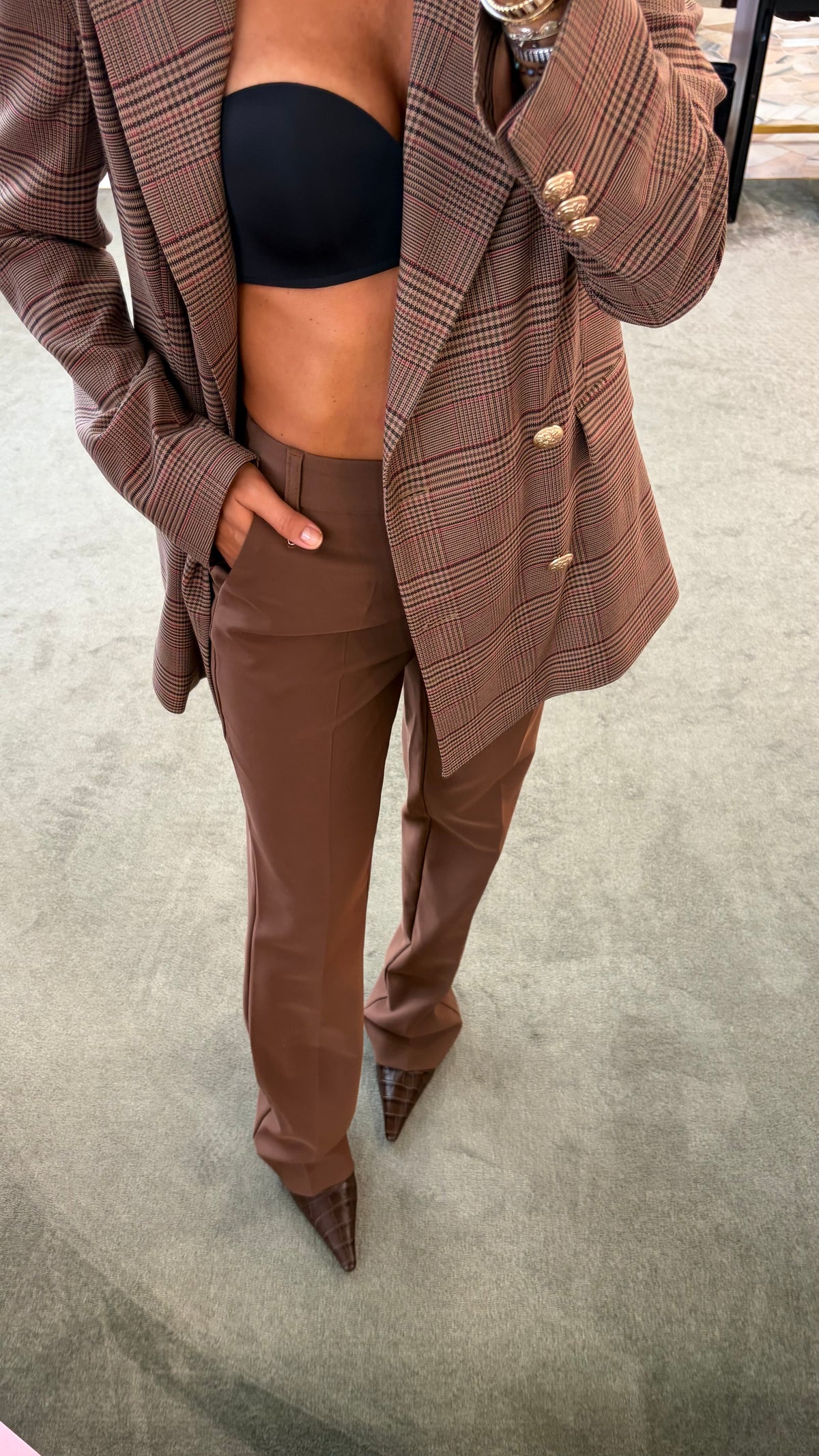 Pantaloni marrone tabacco cigarette fr