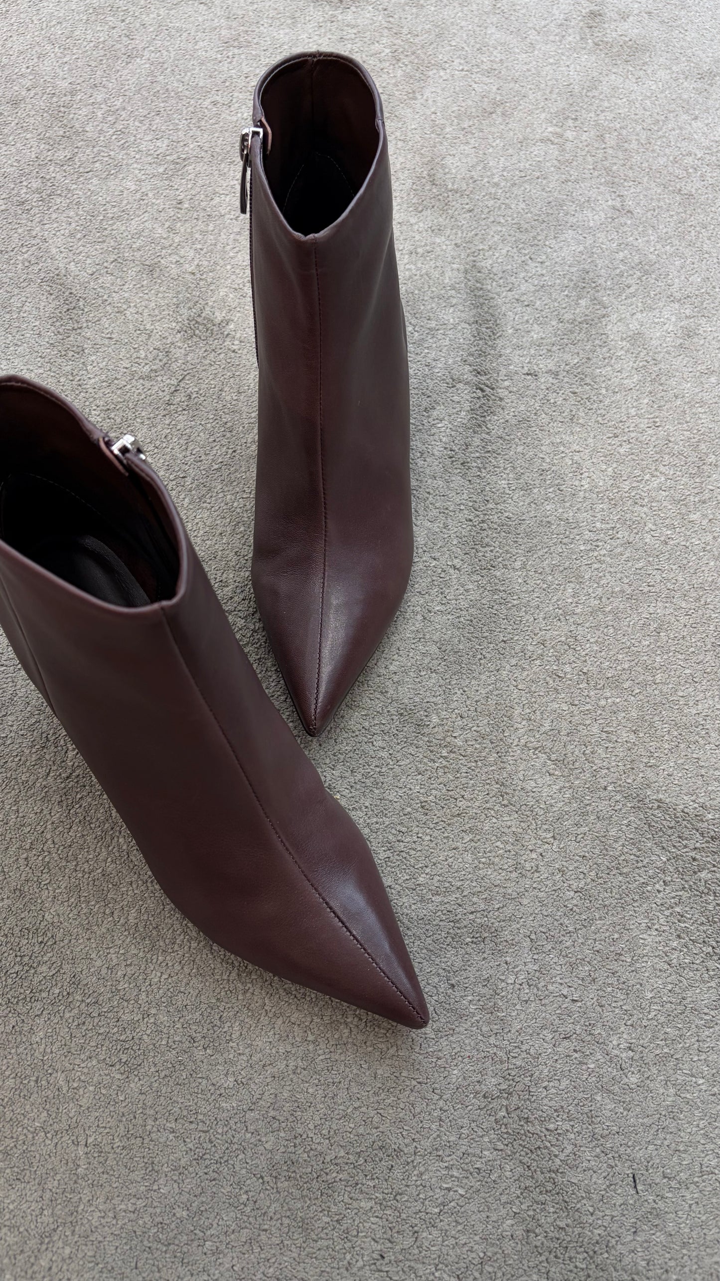 Stivaletto marrone cioccolato in pelle con tacco zeppa cr