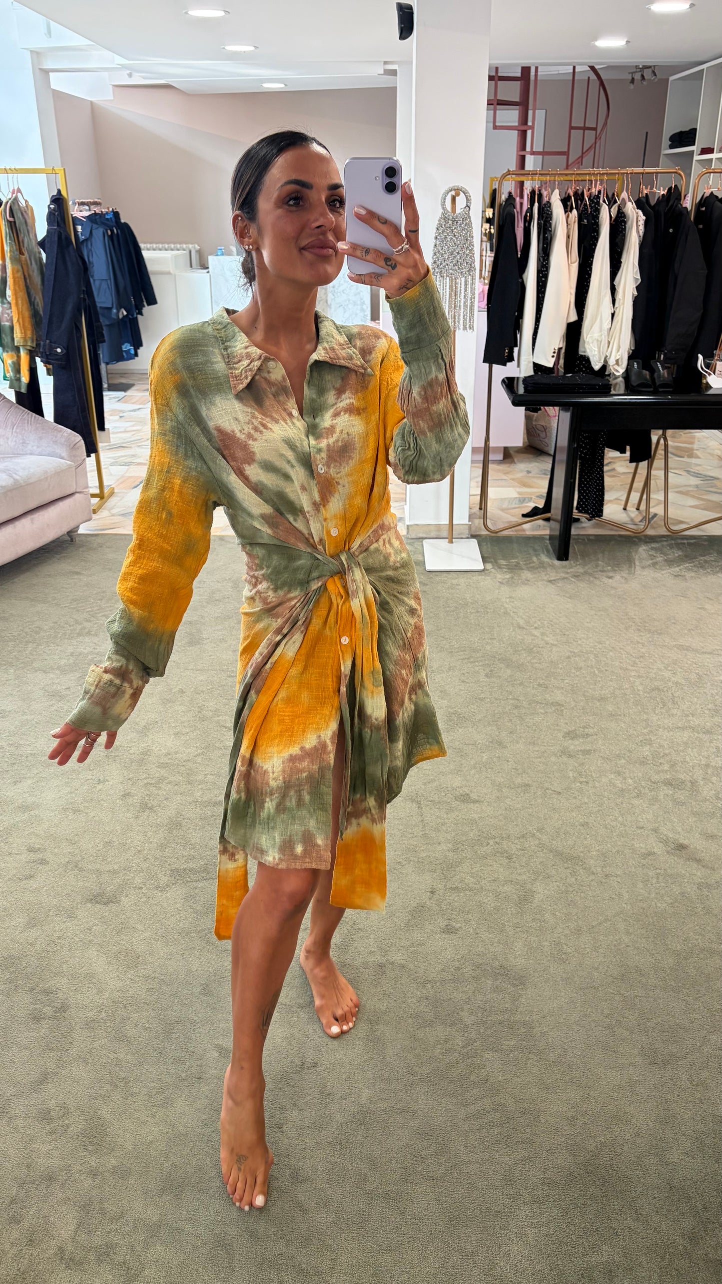 Abito giallo verde tie-dye in garza Don't@Me