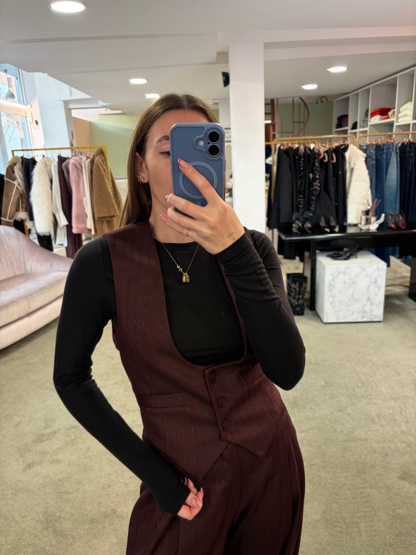 Gilet agata MAR DE MARGARITAS bordeaux gessato