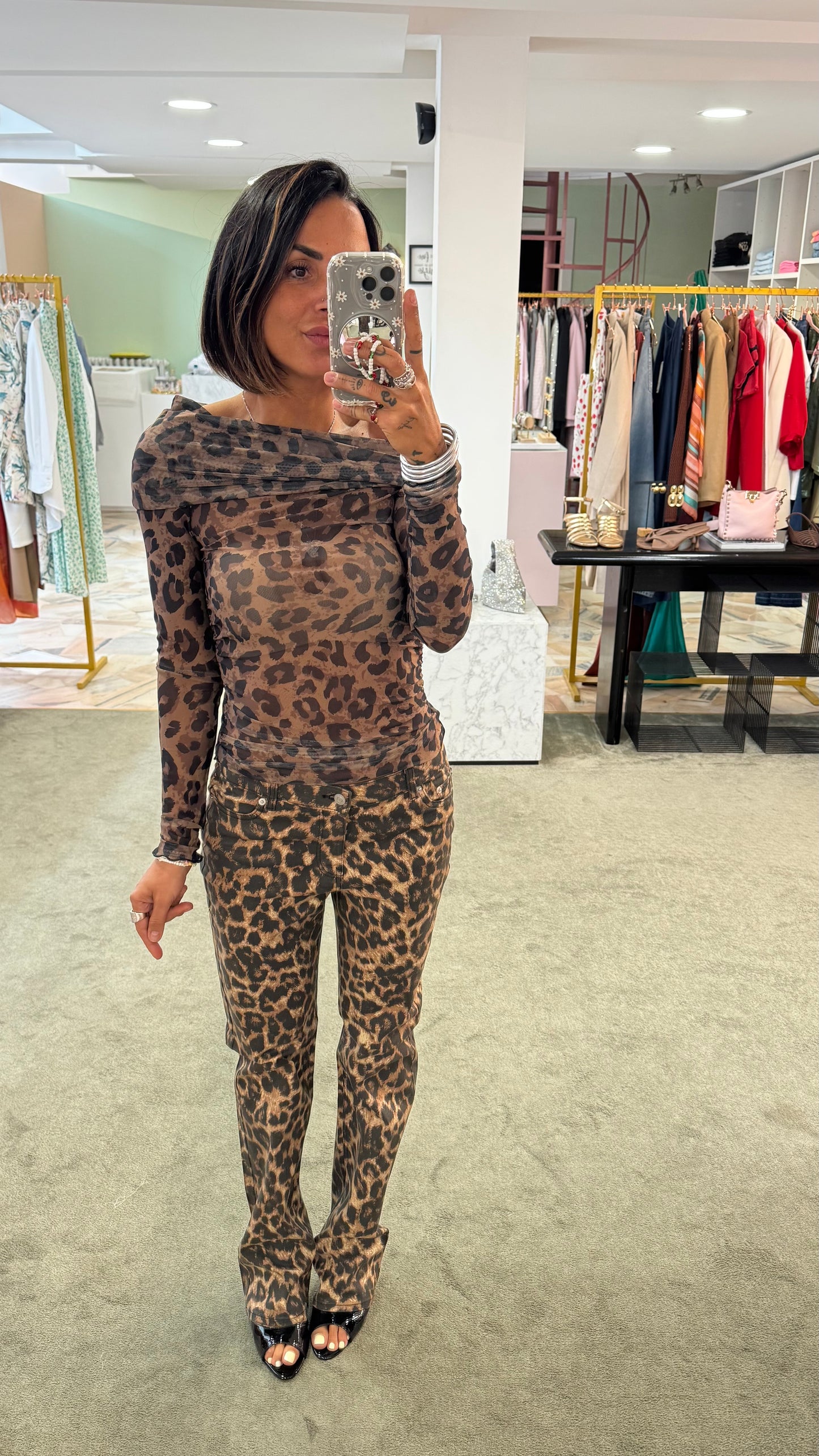 Maglia off shoulder leopard jx