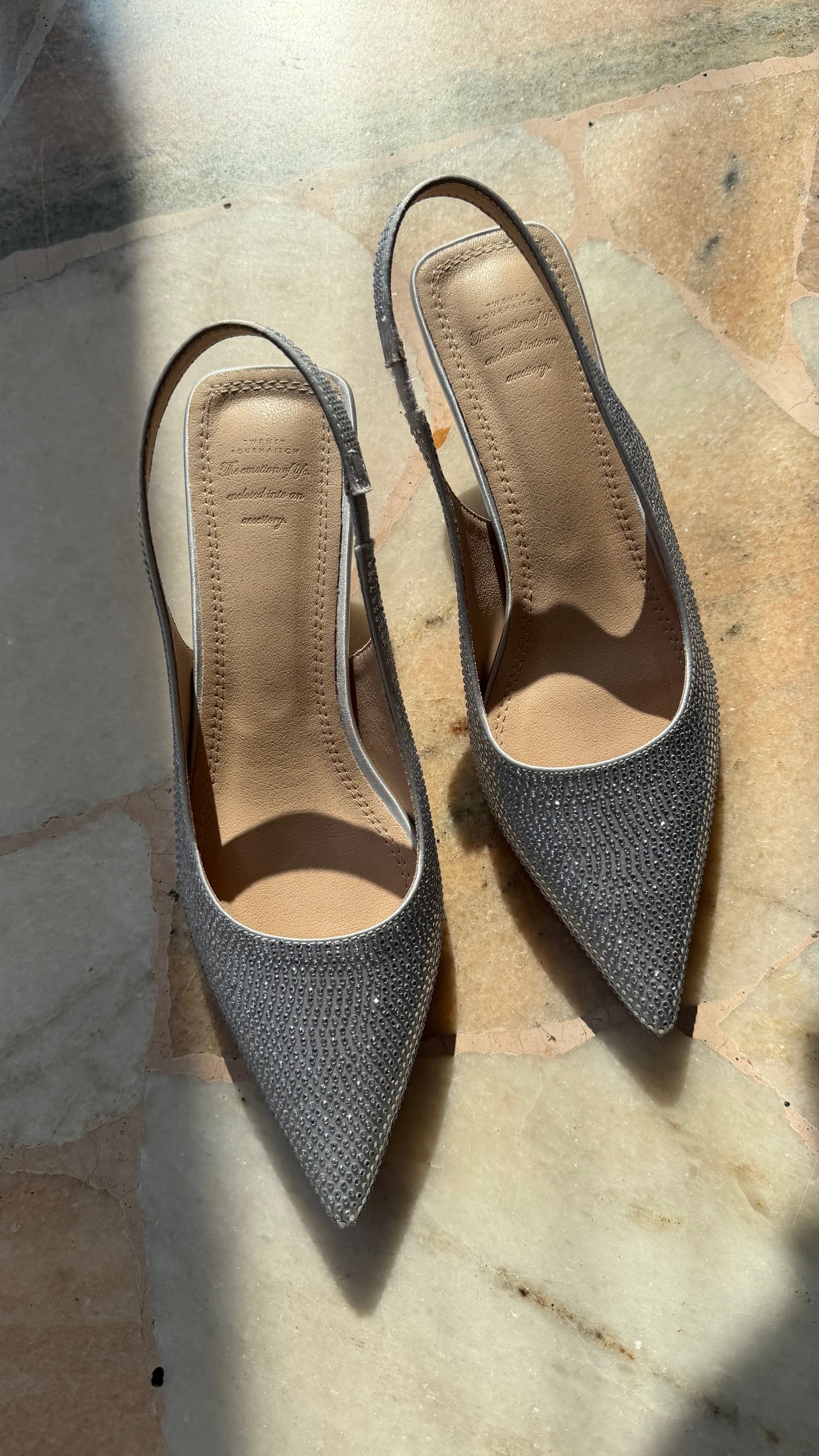 Slingback argento cristalli