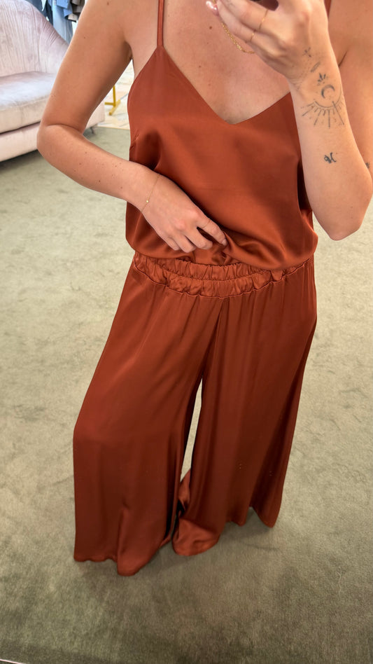 Pantaloni mattone a palazzo in satin ay