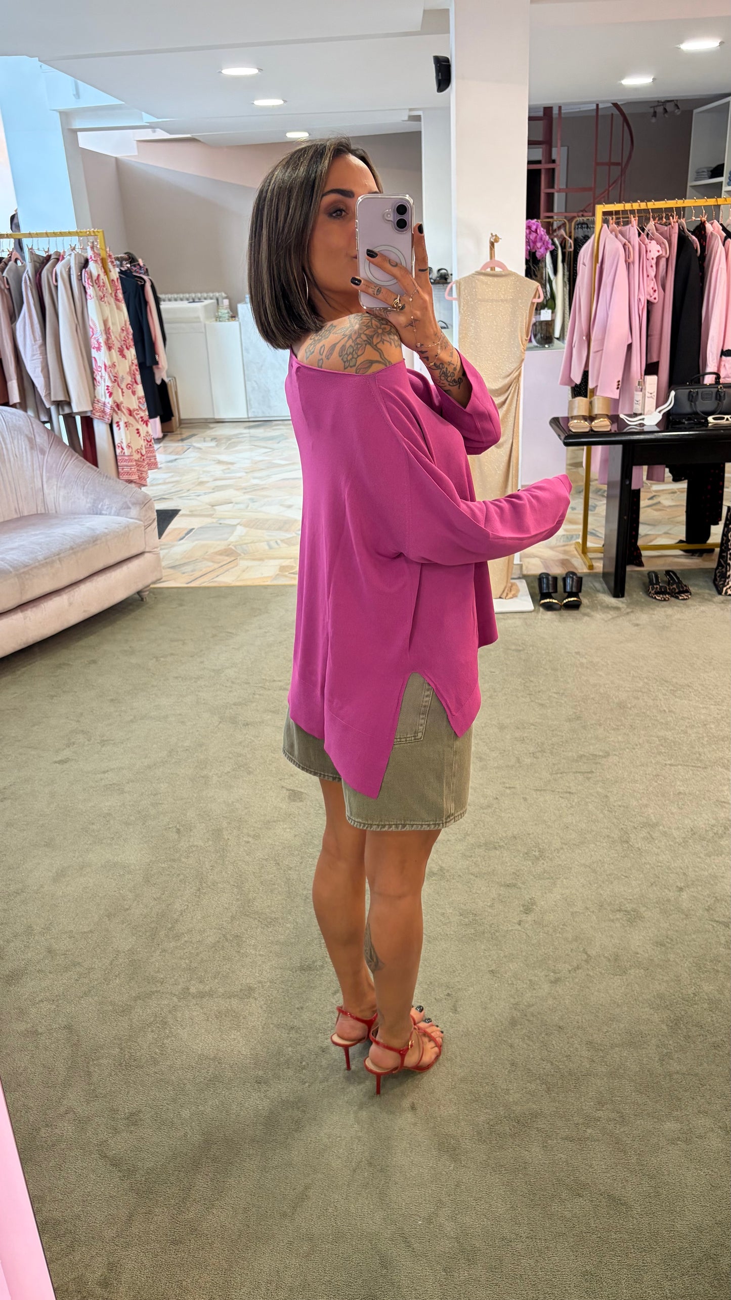 Shorts verde militare in denim jx