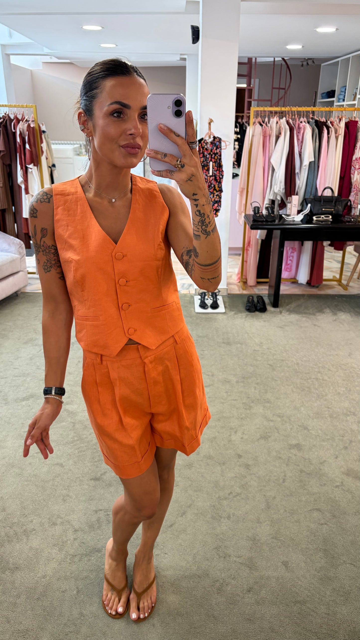 Gilet arancio in lino Actualee