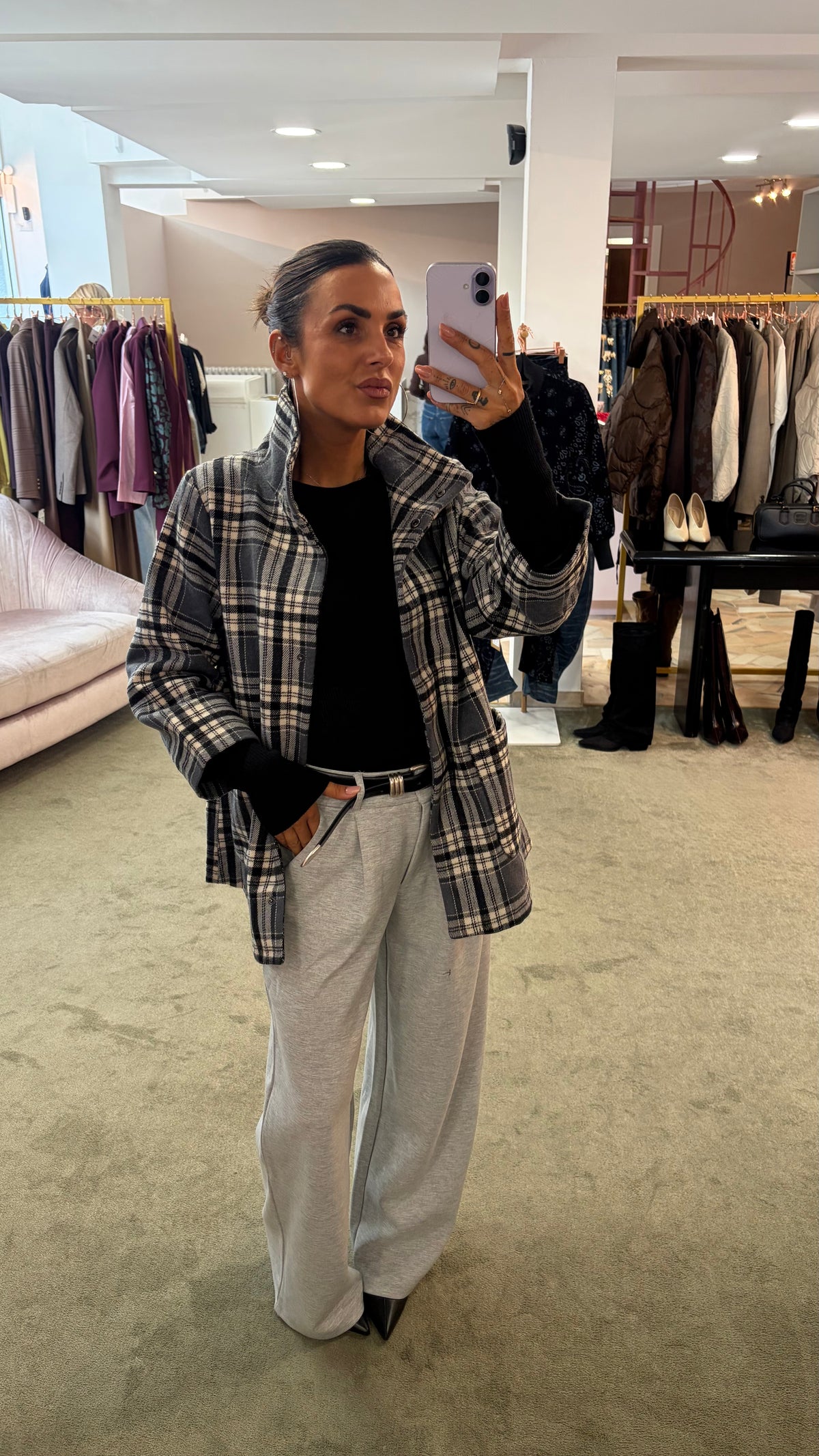 Giacca camicia check grigia sy