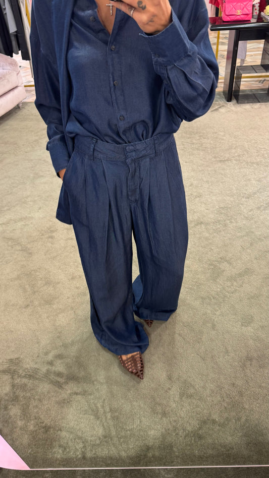 Pantaloni effetto jeans wide leg sl