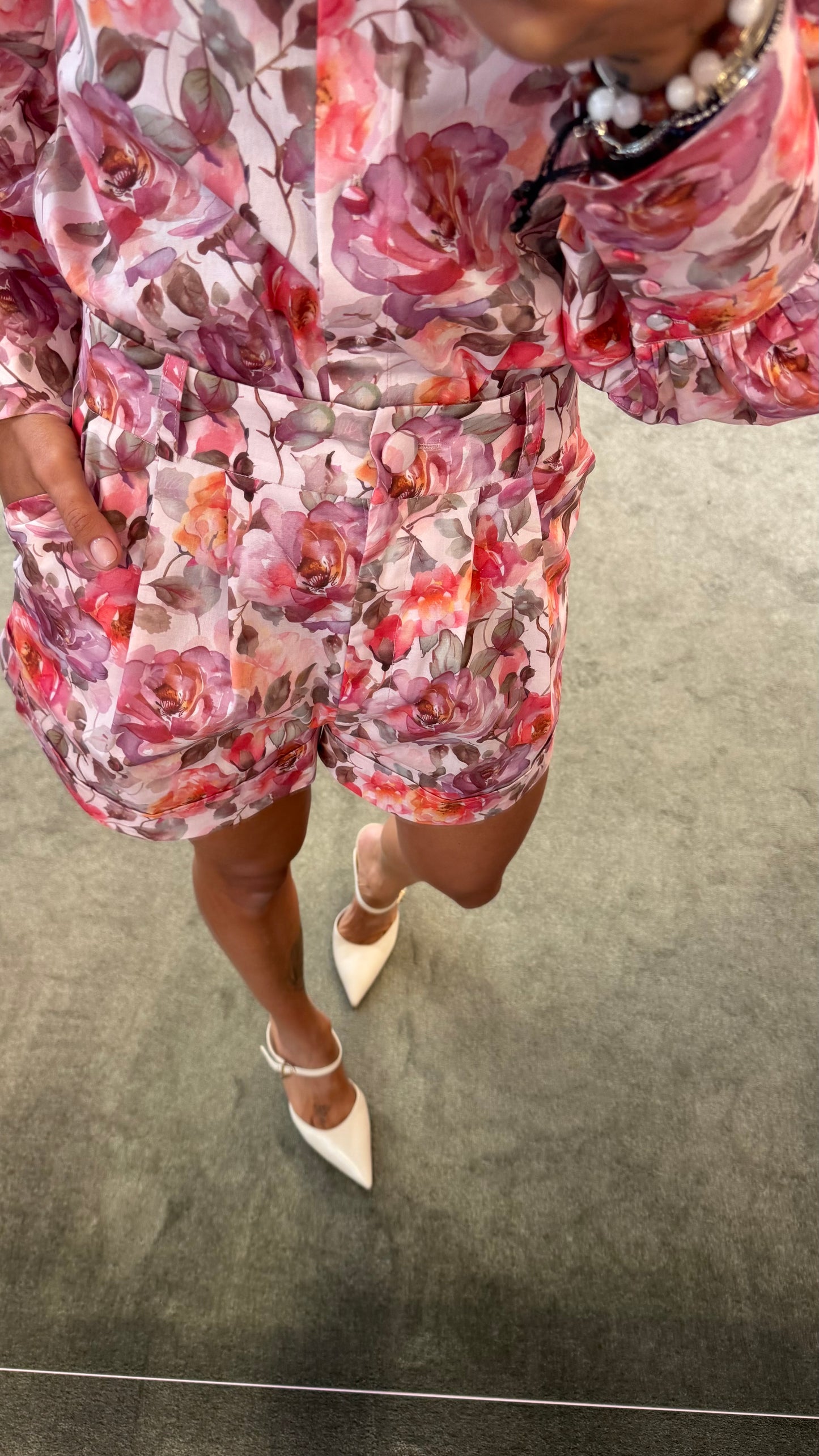 Shorts fantasia fiori rosa Actualee