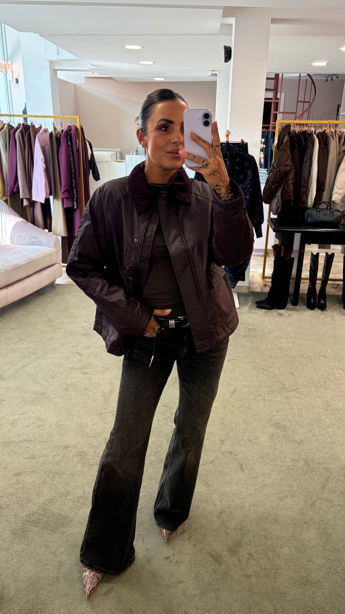 Giacca simil barbour bordeaux sy