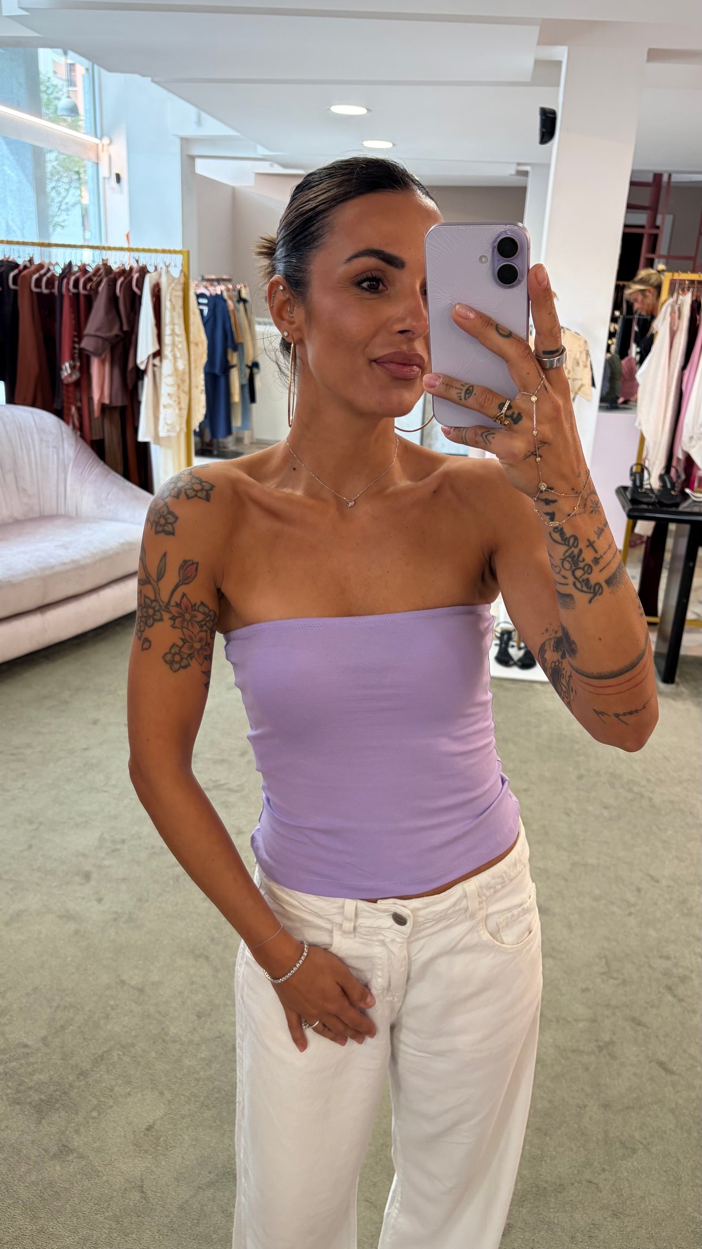 Top a fascia lilla jx