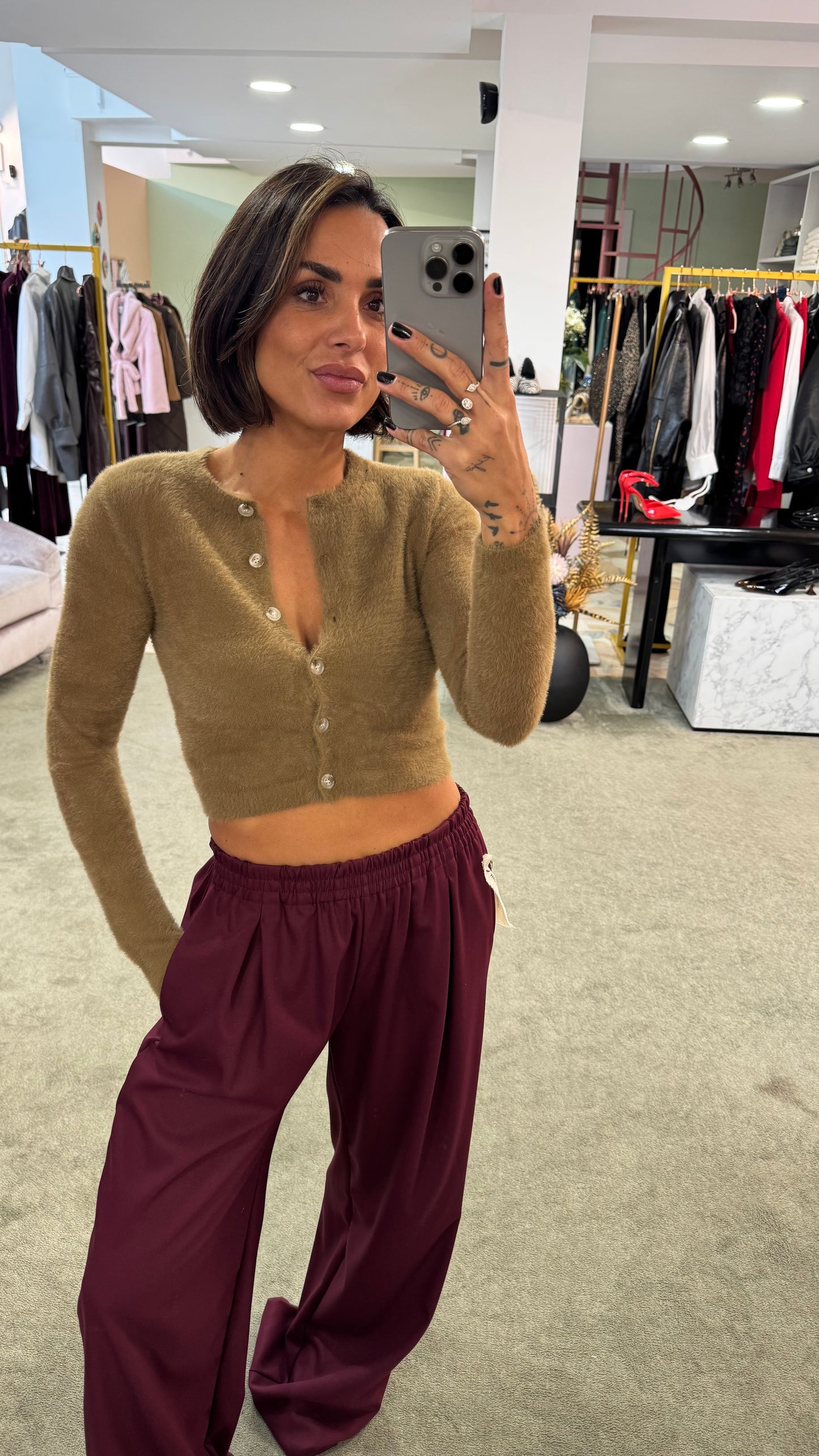 Cardigan teddy cammello crop gl