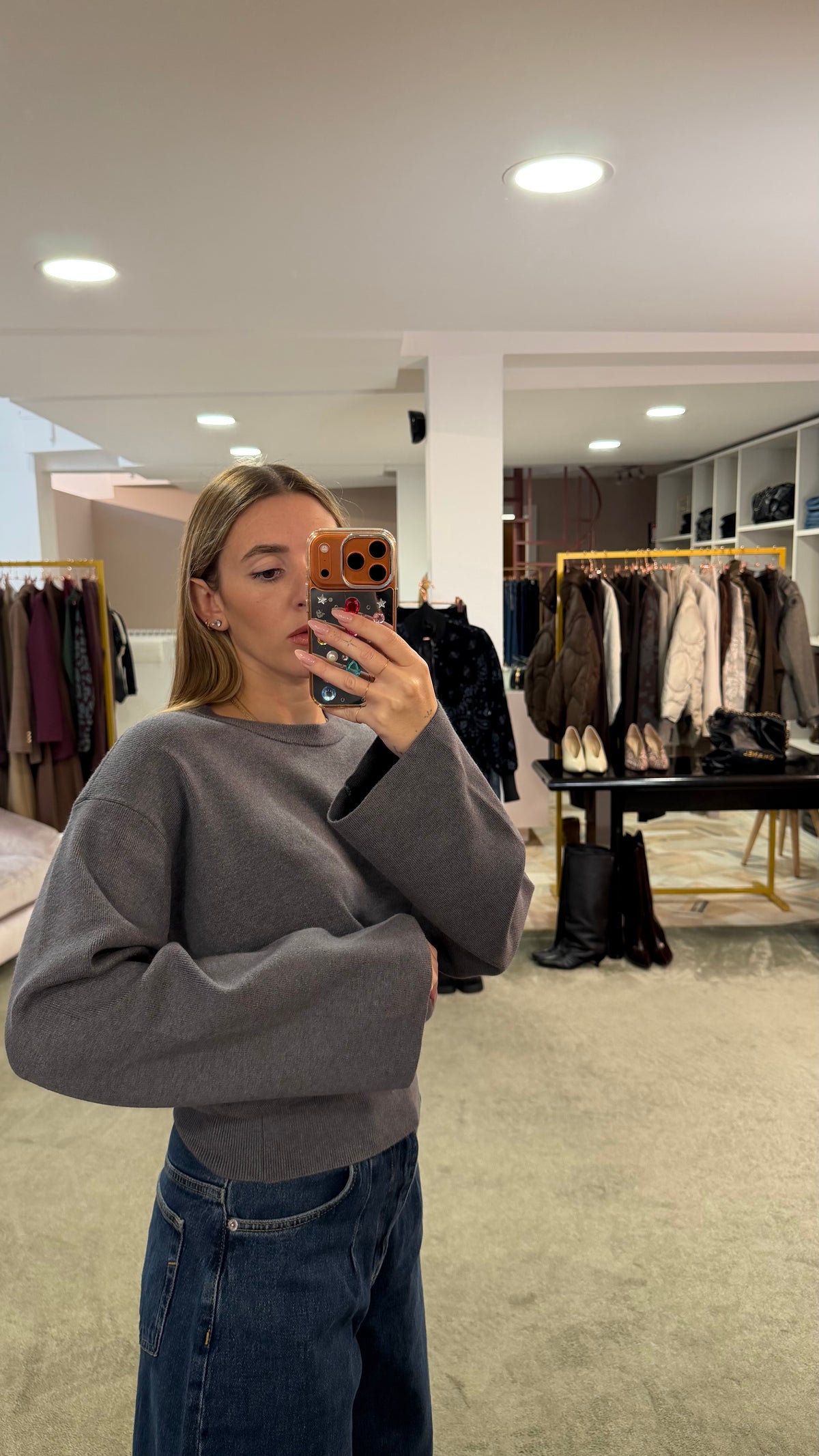 Maglione girocollo hanna grigio manica a kimono aw