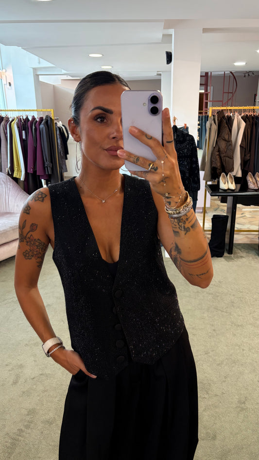 Gilet nero crystal tw
