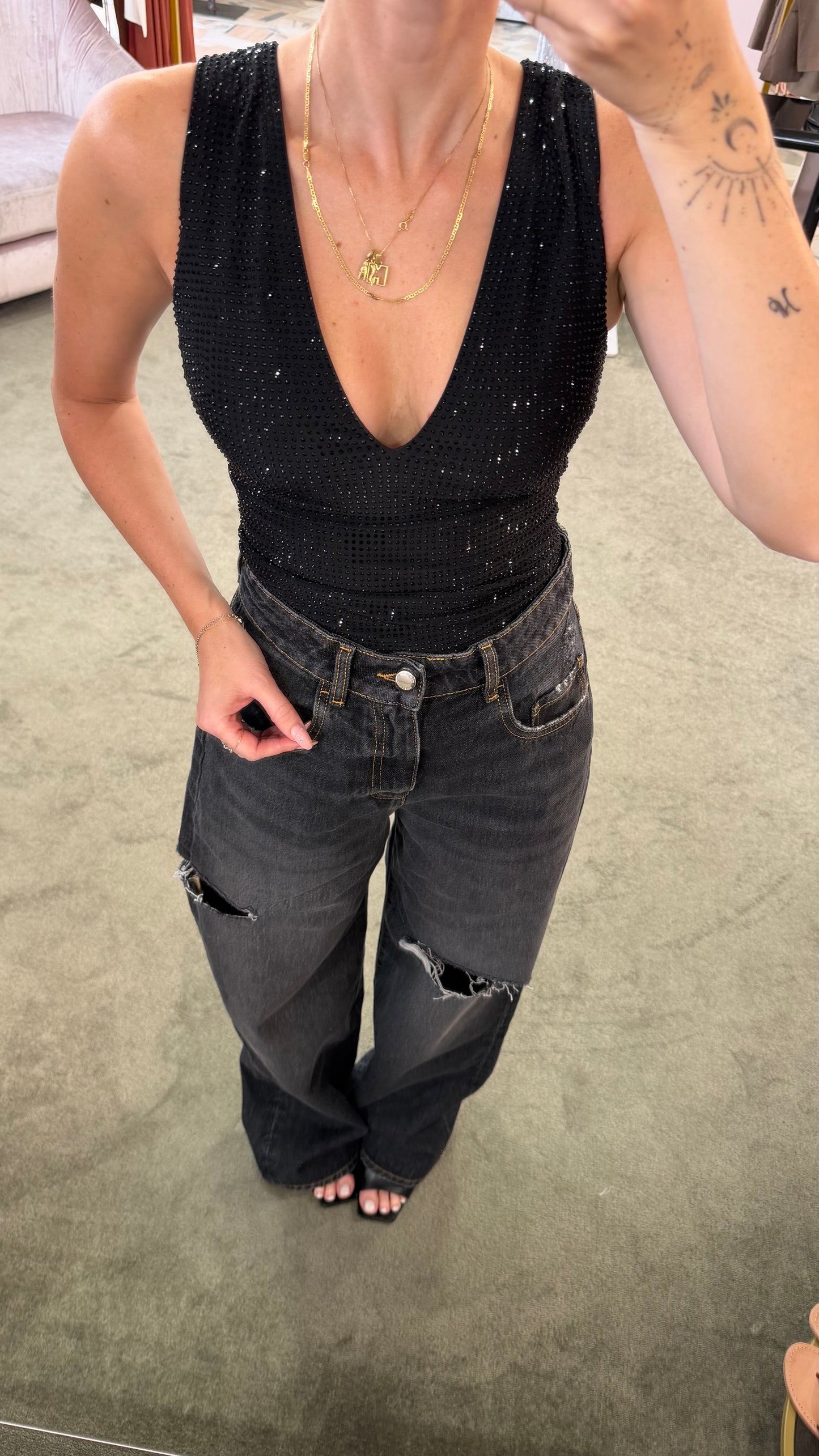 Jeans poppy grigi con strappi Icon A/I26