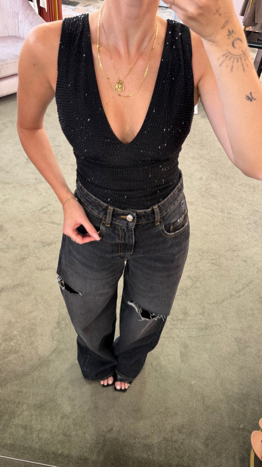 Jeans poppy grigi con strappi Icon A/I26
