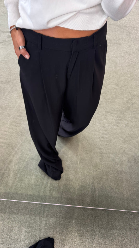 Pantaloni neri venus con pences wide leg sy