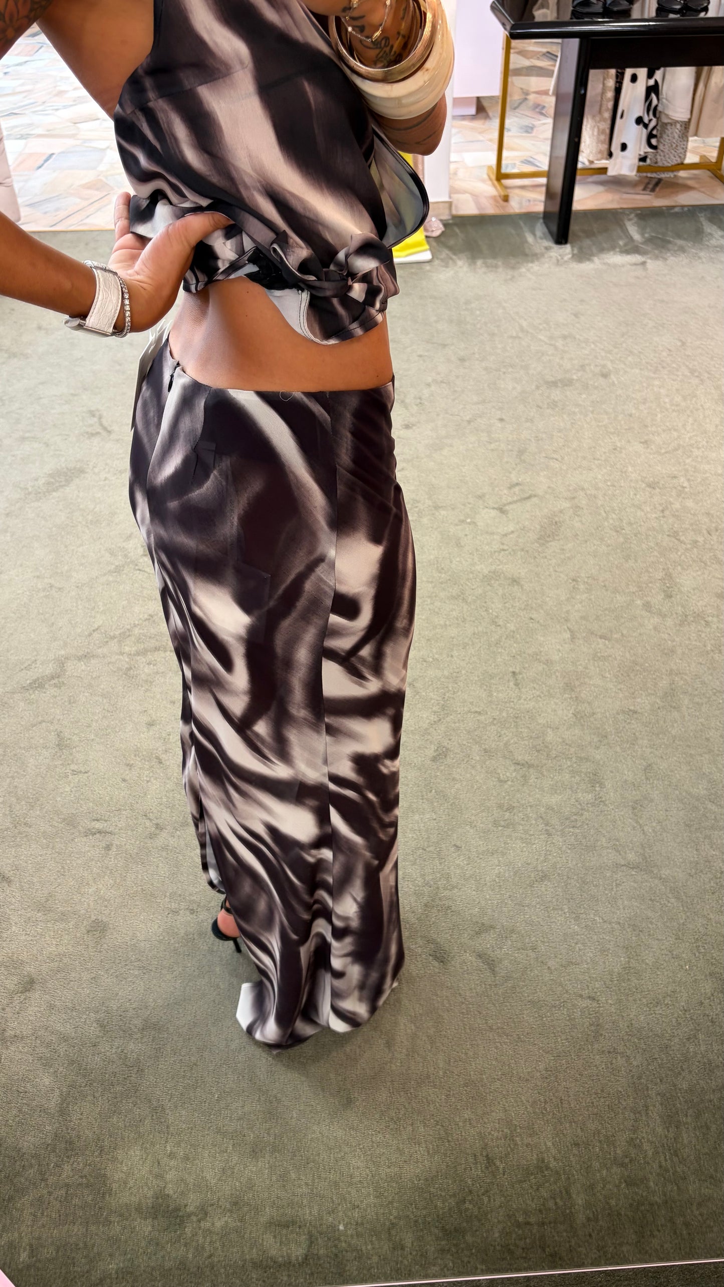 Gonna lunga gisel MAR DE MARGARITAS nera tie-dye