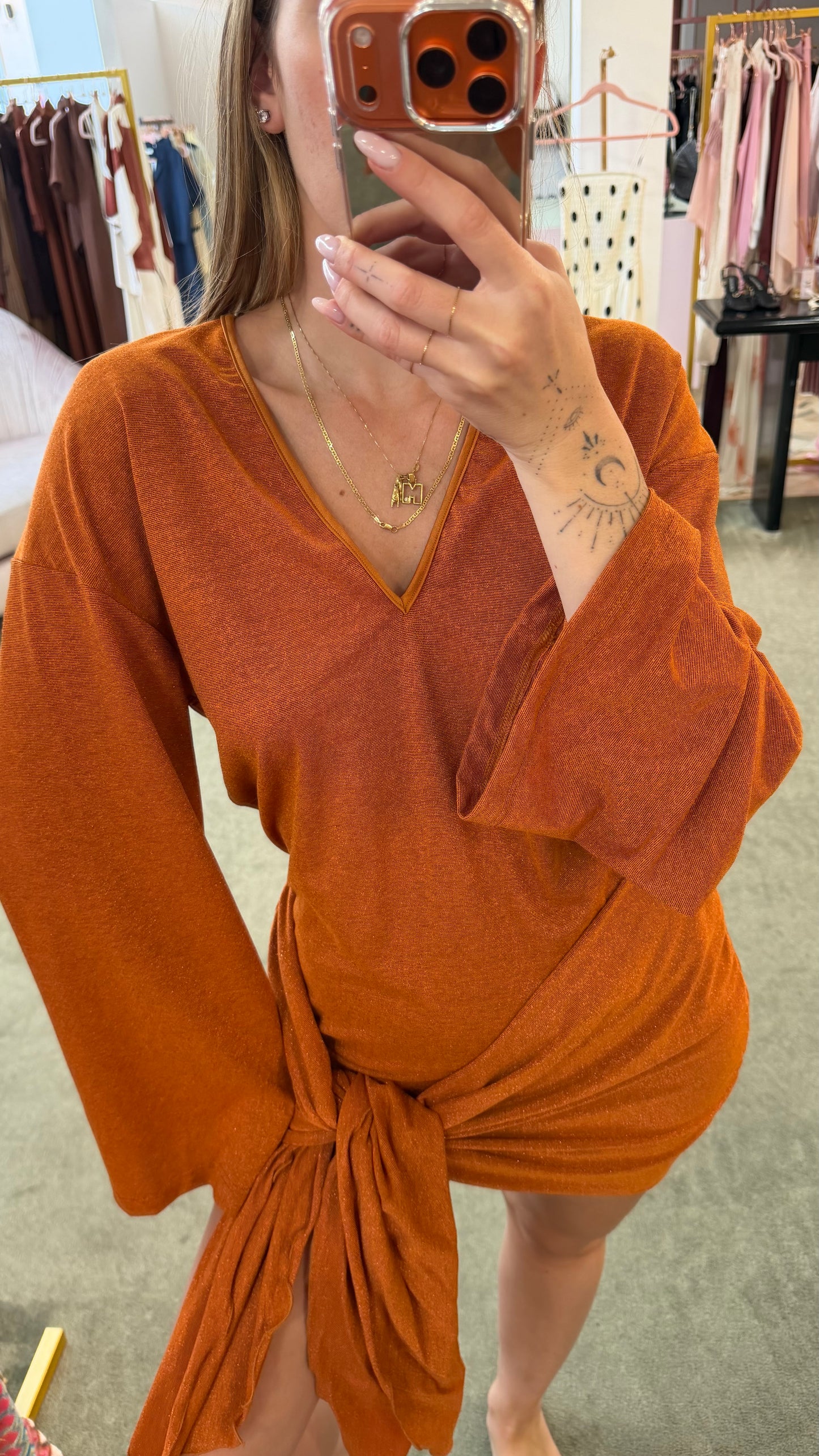 Abito arancio lurex con fusciacca Cotazur