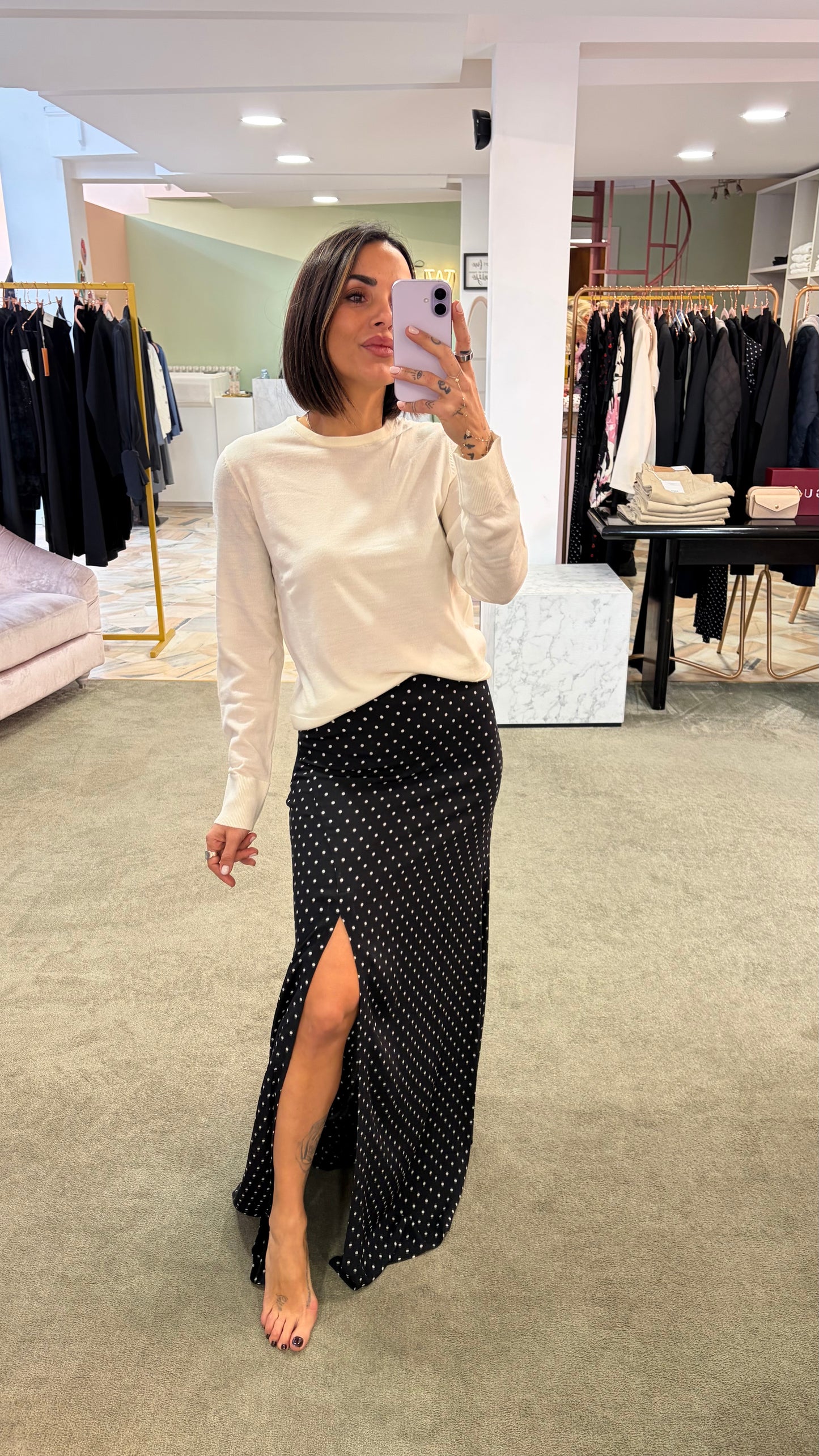 Gonna lunga anita MAR DE MARGARITAS nera a pois con spacco