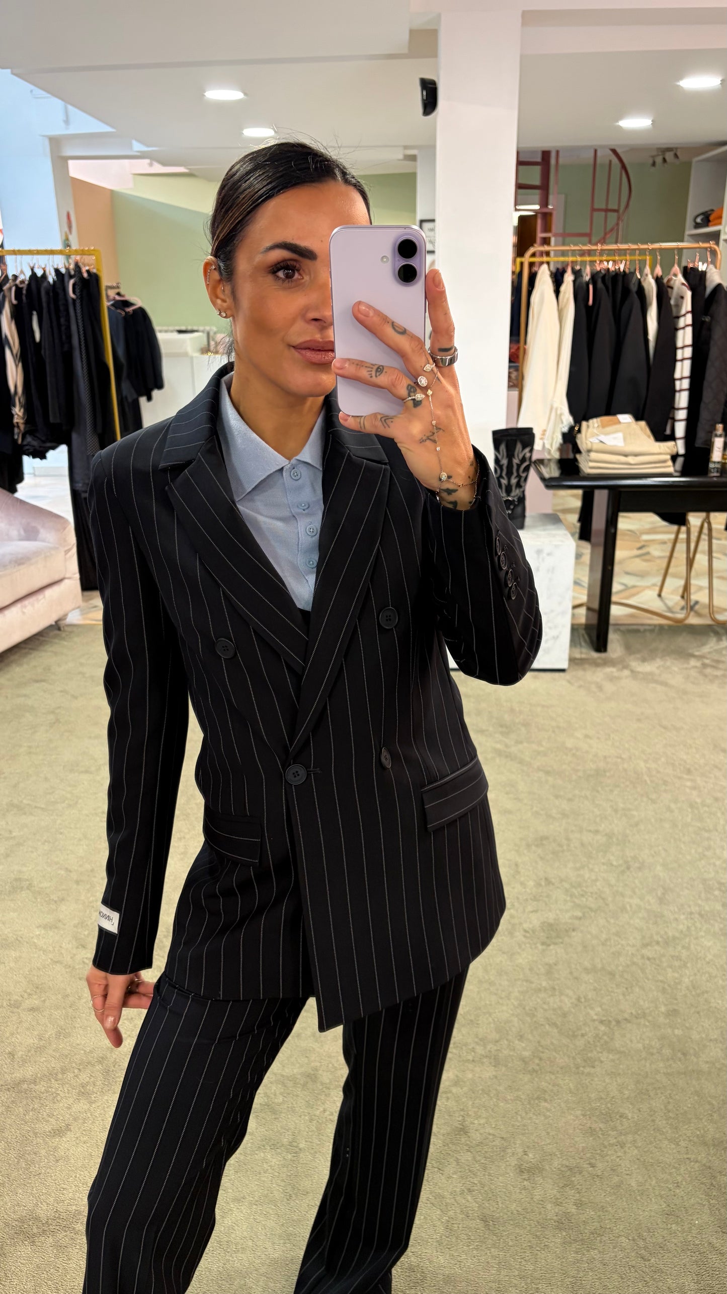 Blazer doppiopetto blu notte slim Hinnominate gessato