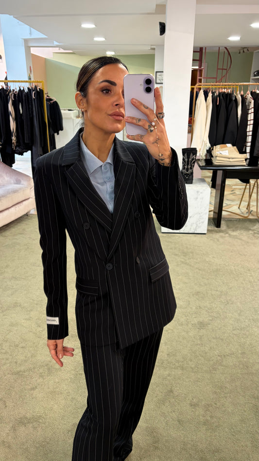 Blazer doppiopetto blu notte slim Hinnominate gessato