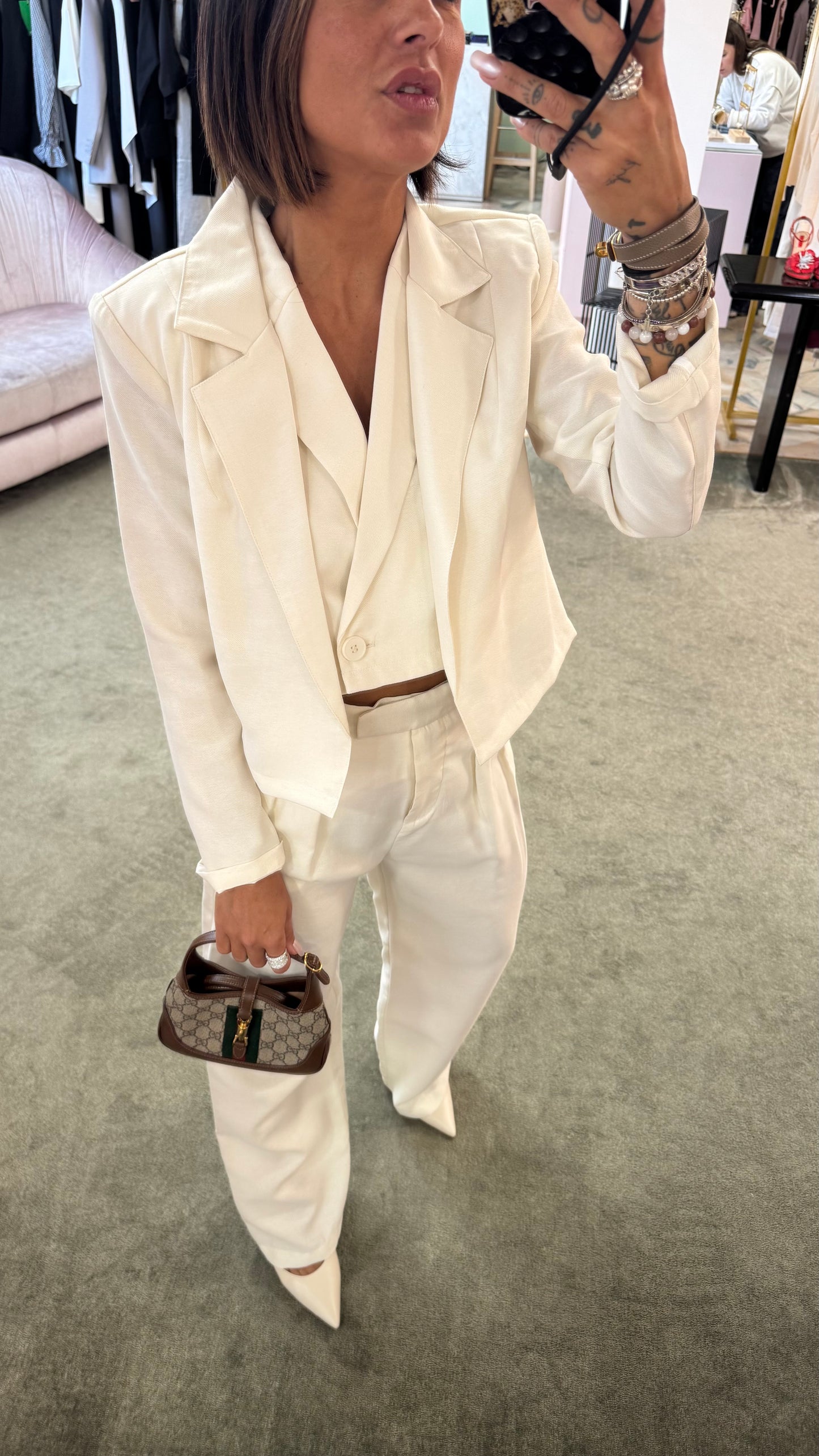 Blazer bianco burro crop ay